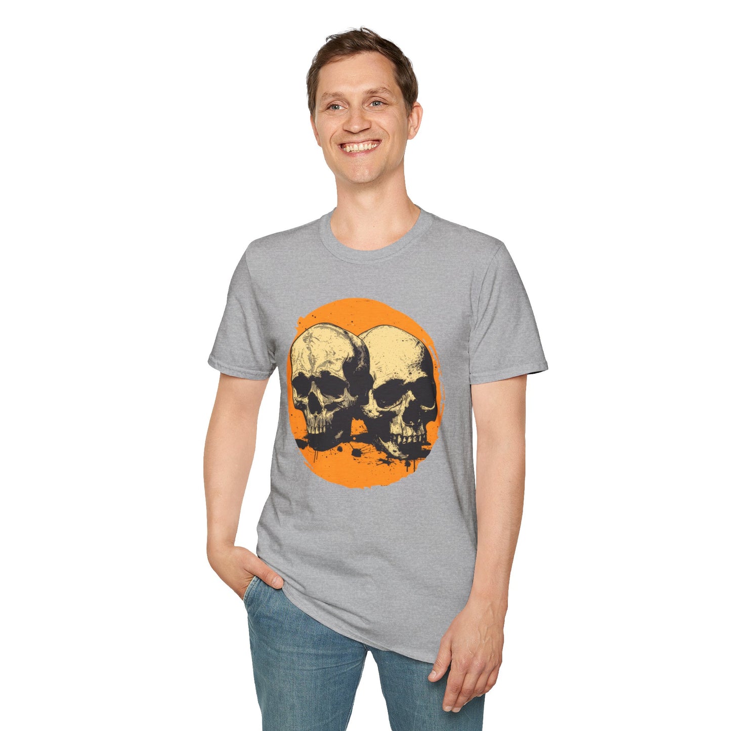 Skulls on Orange - Unisex Softstyle T-Shirt