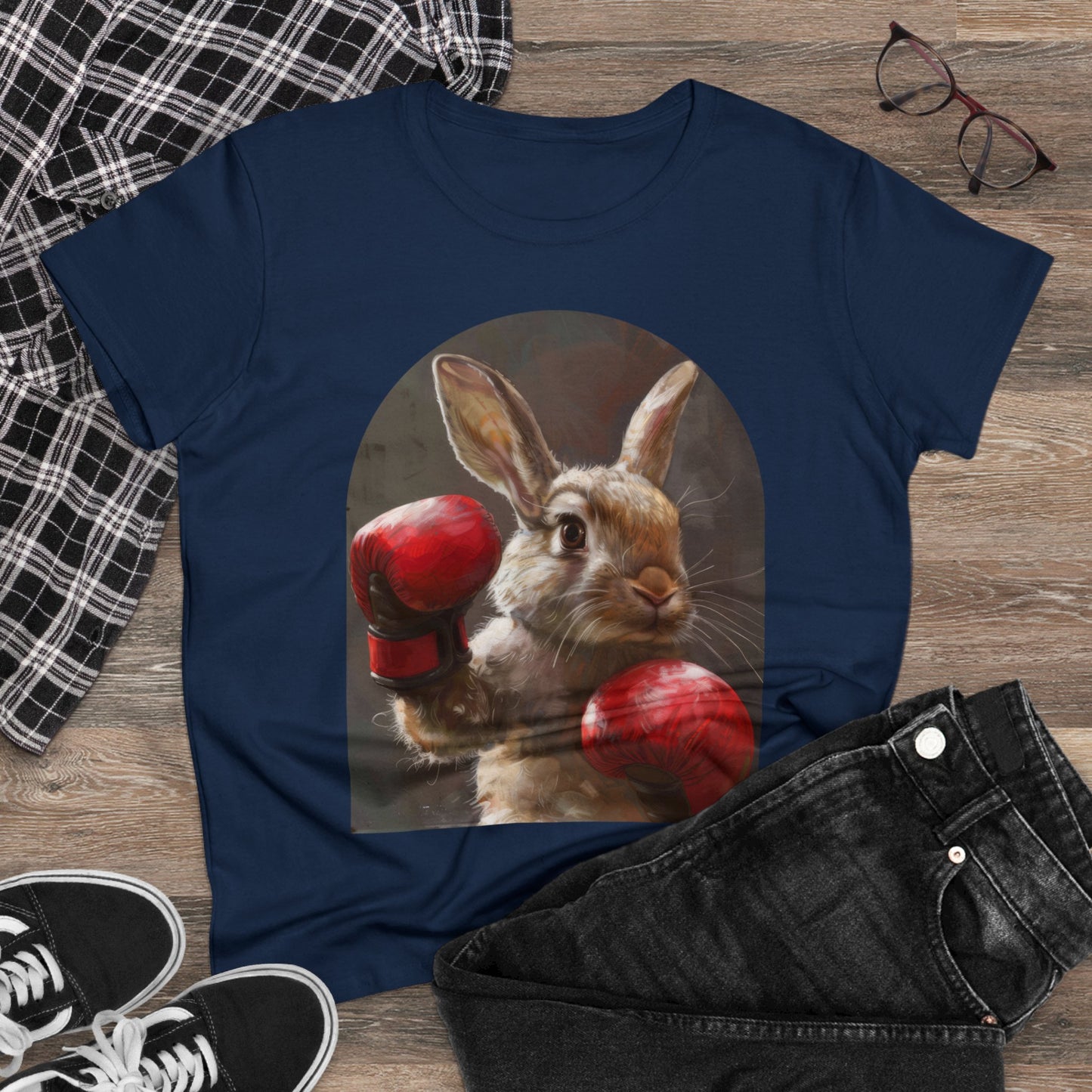 Boxing Rabbit - Women's Midweight Cotton Tee