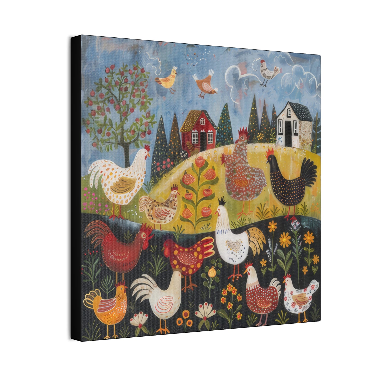 Chickens - Canvas Stretched, 0.75" - Canvas Stretched, 0.75"