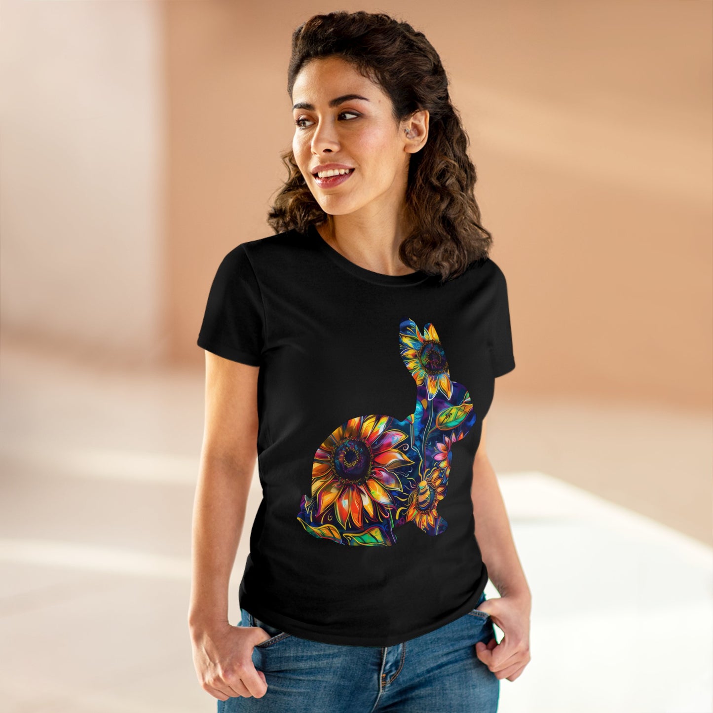 Flower Bunny - Women's Midweight Cotton Tee