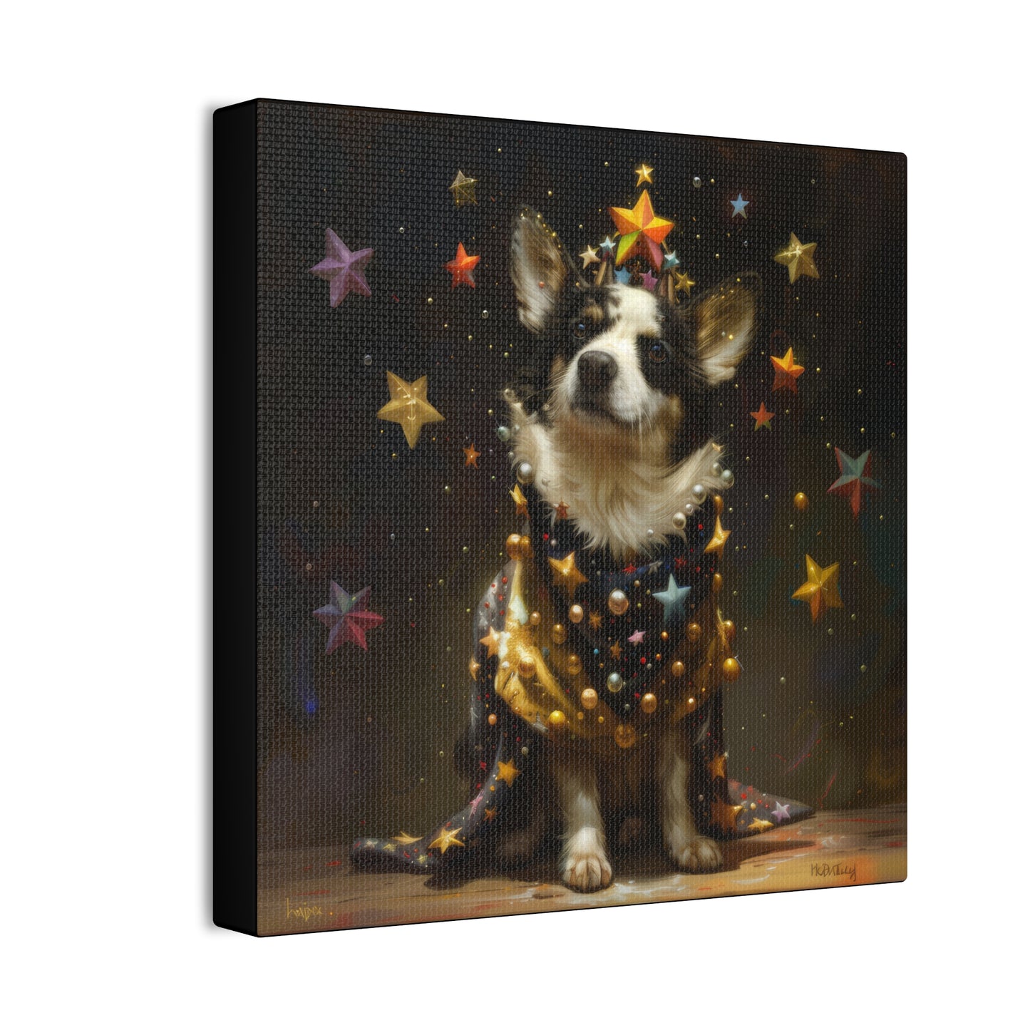 Star Dog Celebration - Canvas Stretched, 0.75"