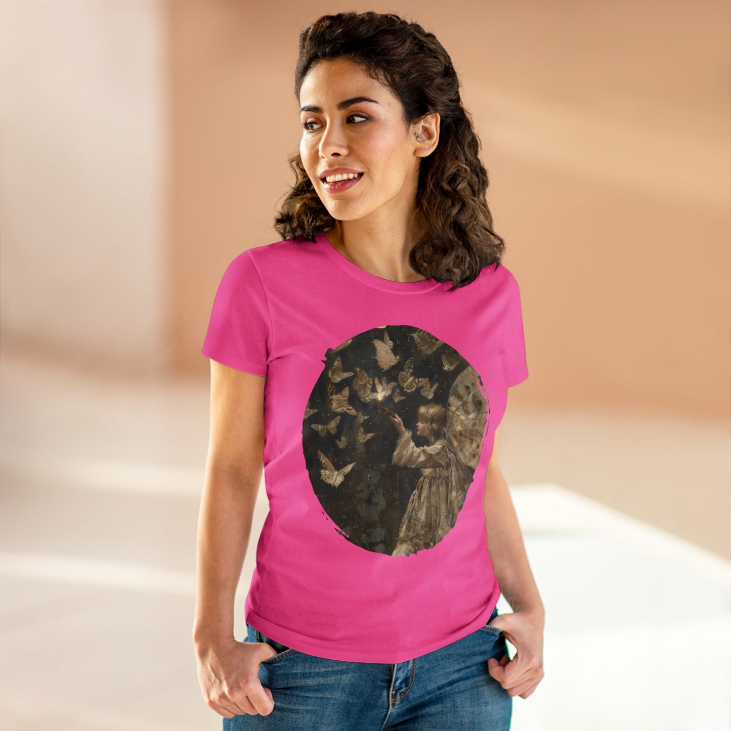 Fairy and Butterflies - Fantasy - Women's Midweight Cotton Tee