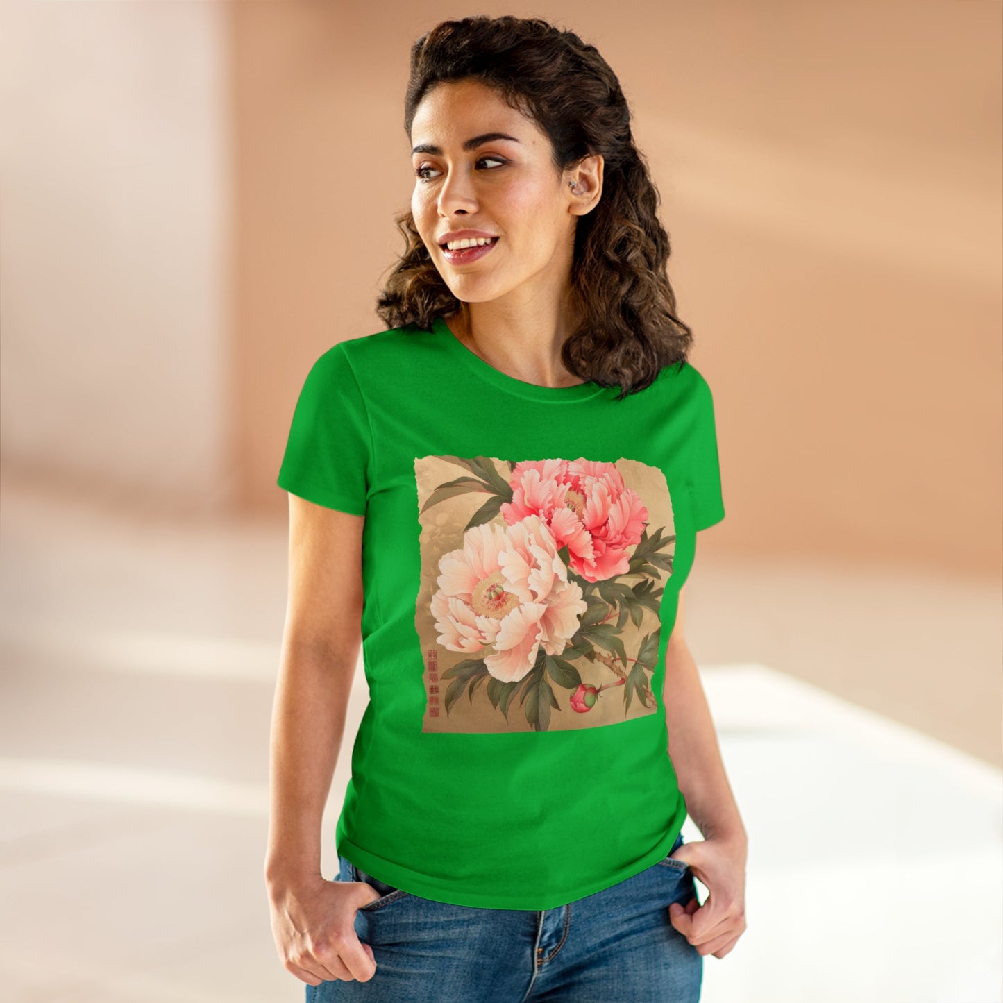 Peony - Flower - Women's Midweight Cotton Tee