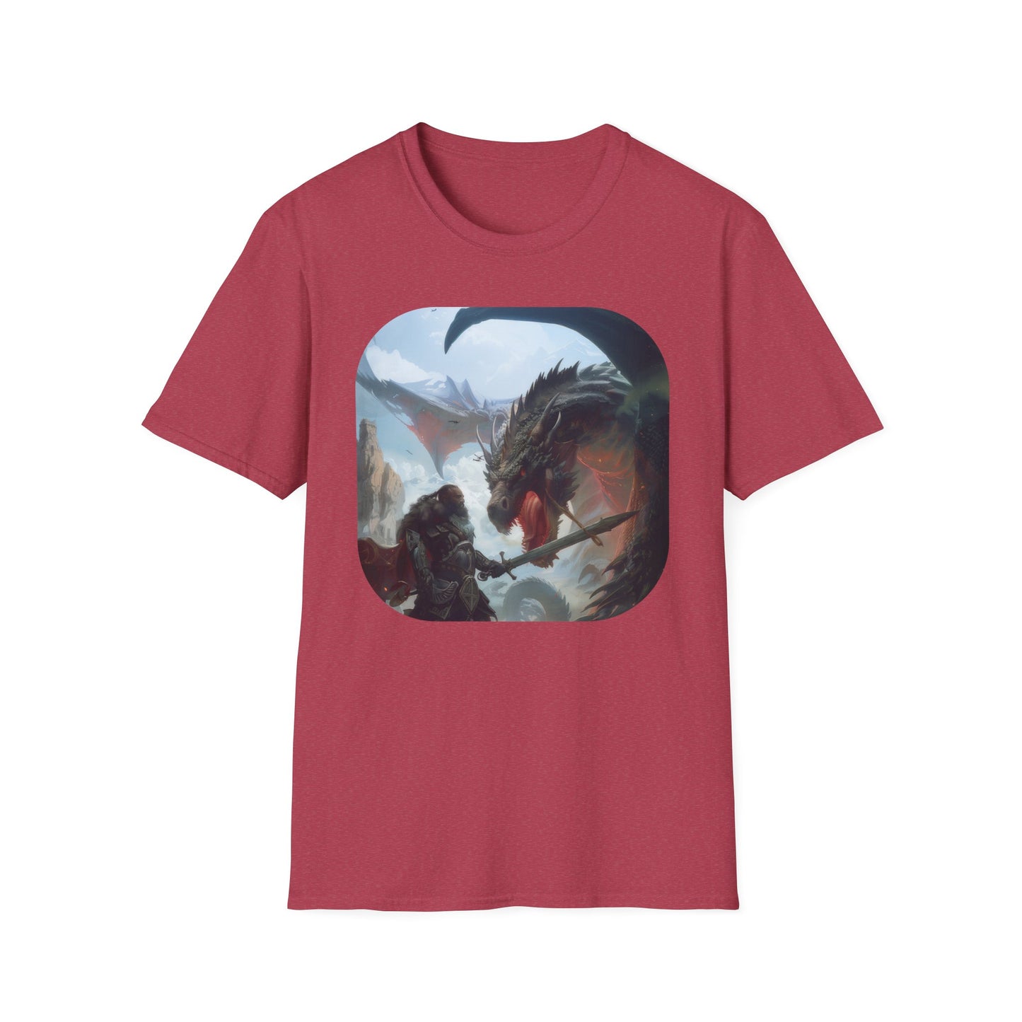 Fighter and Dragon - Unisex Softstyle T-Shirt