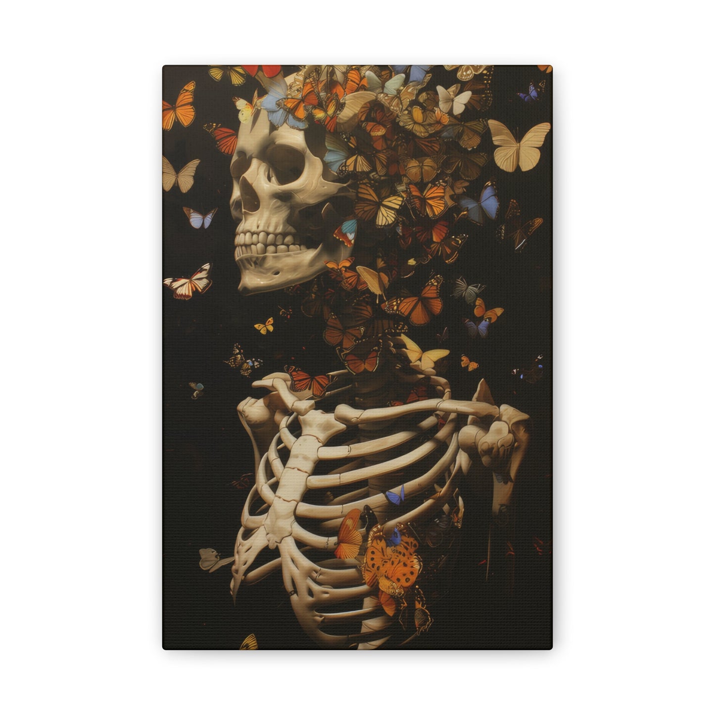 Skeleton and Butterflies - Canvas Stretched, 0.75"