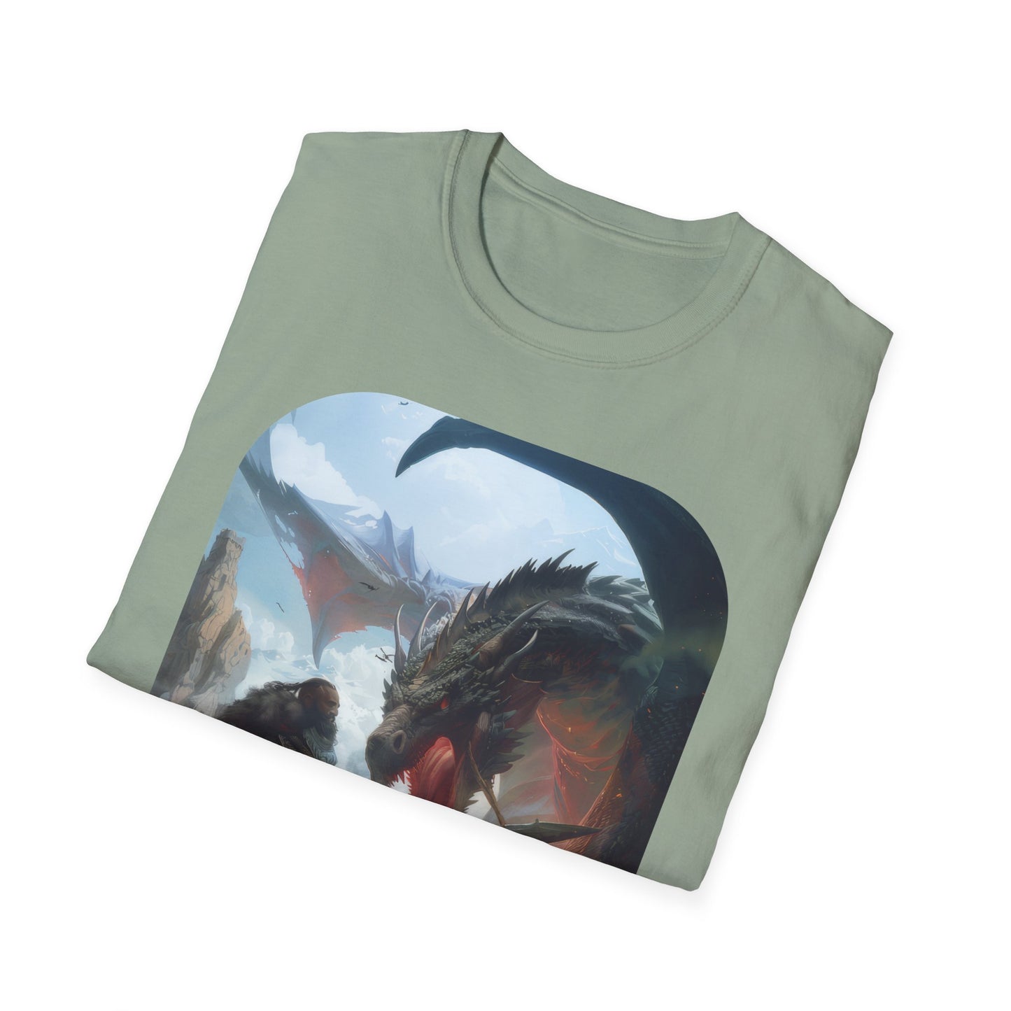 Fighter and Dragon - Unisex Softstyle T-Shirt