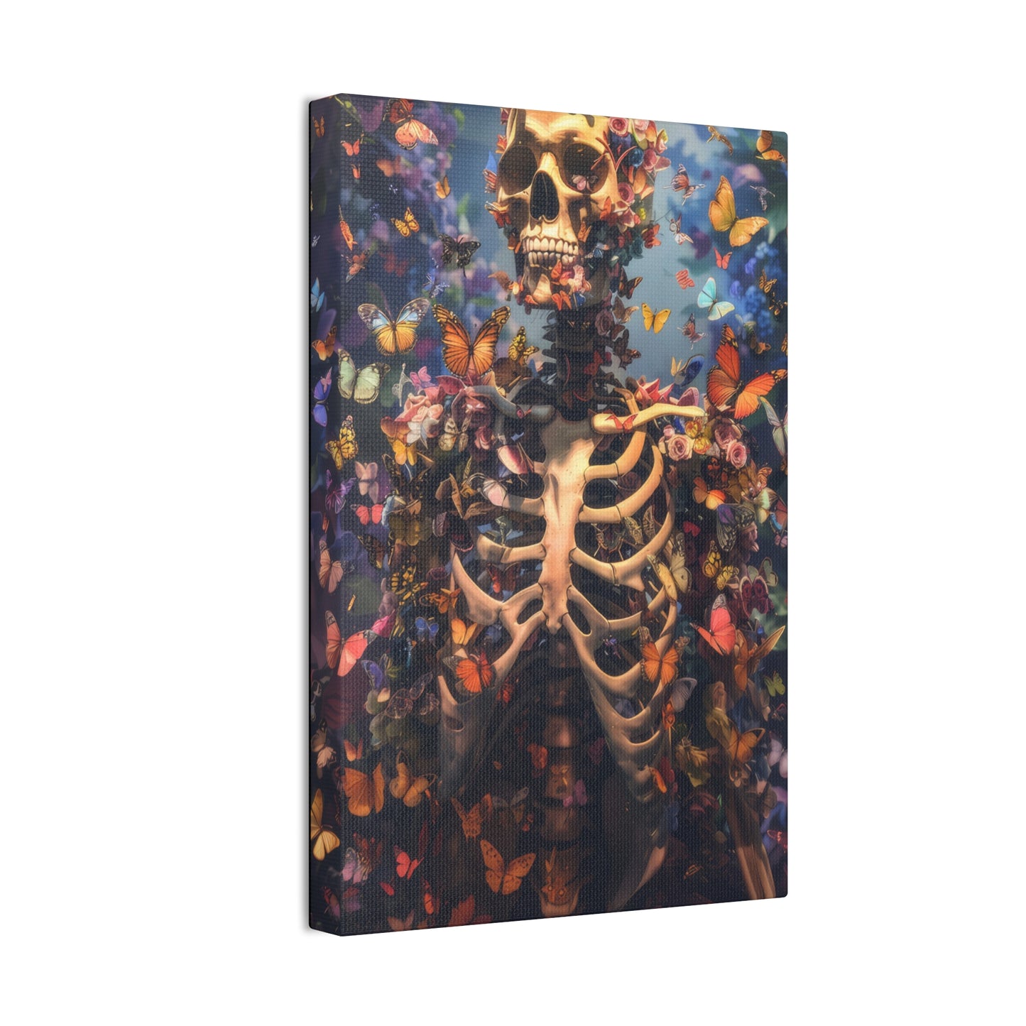 Skeleton and Butterflies - Canvas Stretched, 0.75"