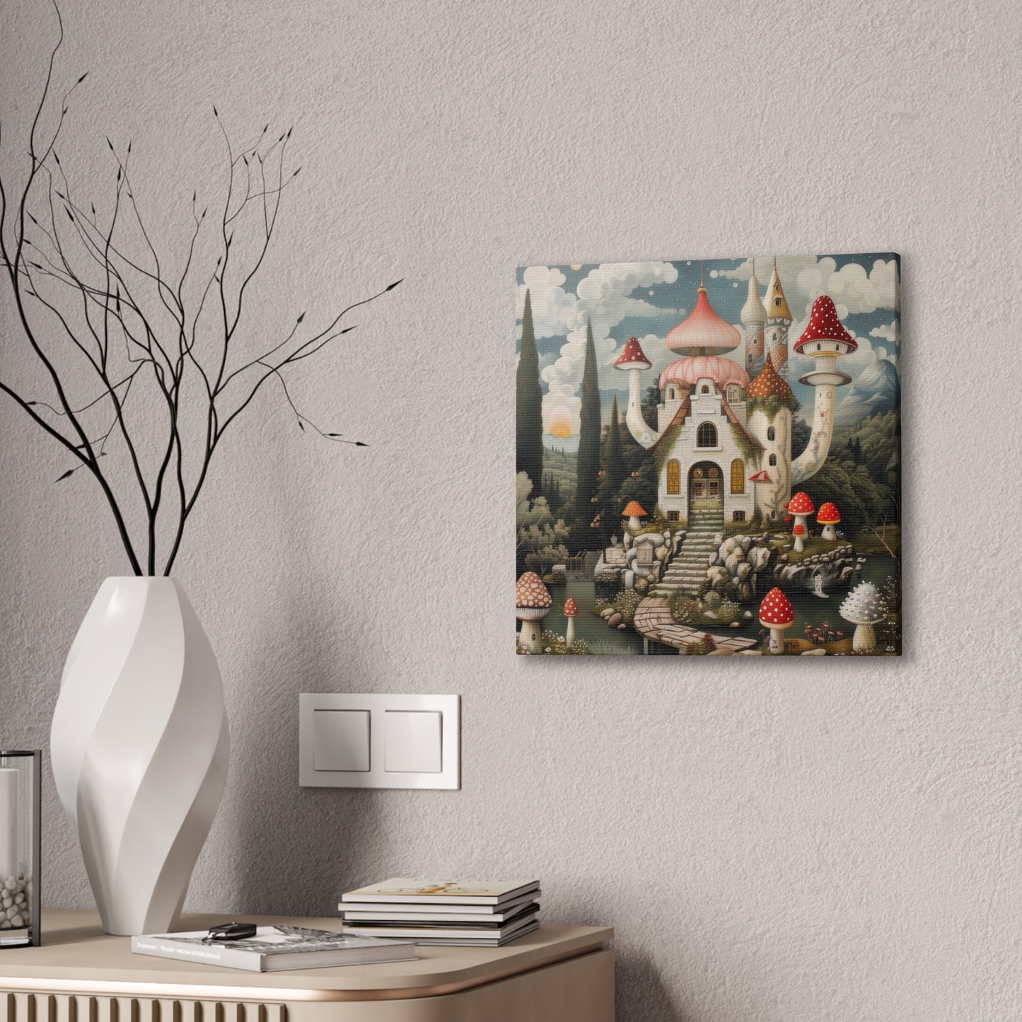 Mushroom House - Canvas Stretched, 0.75"