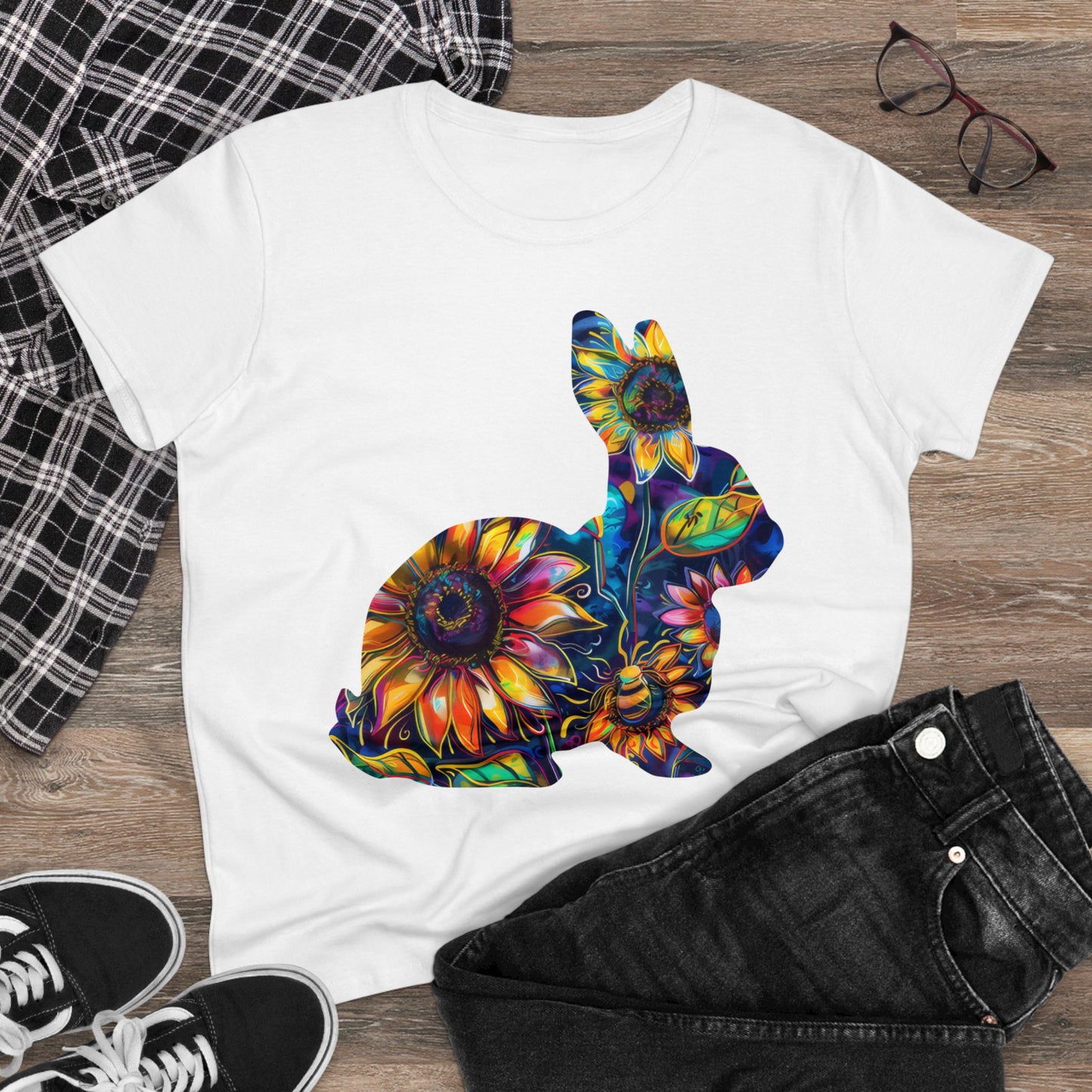 Flower Bunny - Women's Midweight Cotton Tee