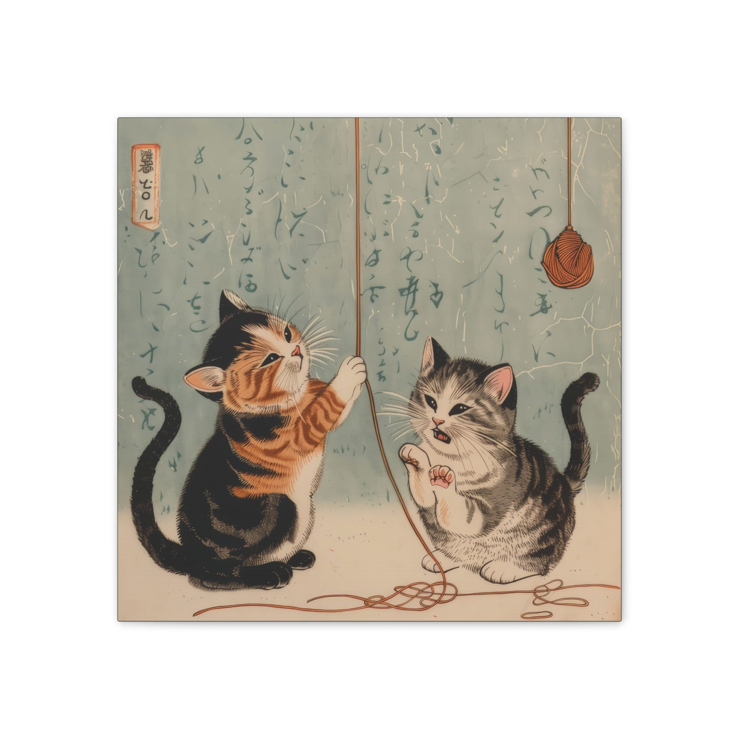 Japanese Woodblock Kitties - Canvas Stretched, 0.75" - Canvas Stretched, 0.75"