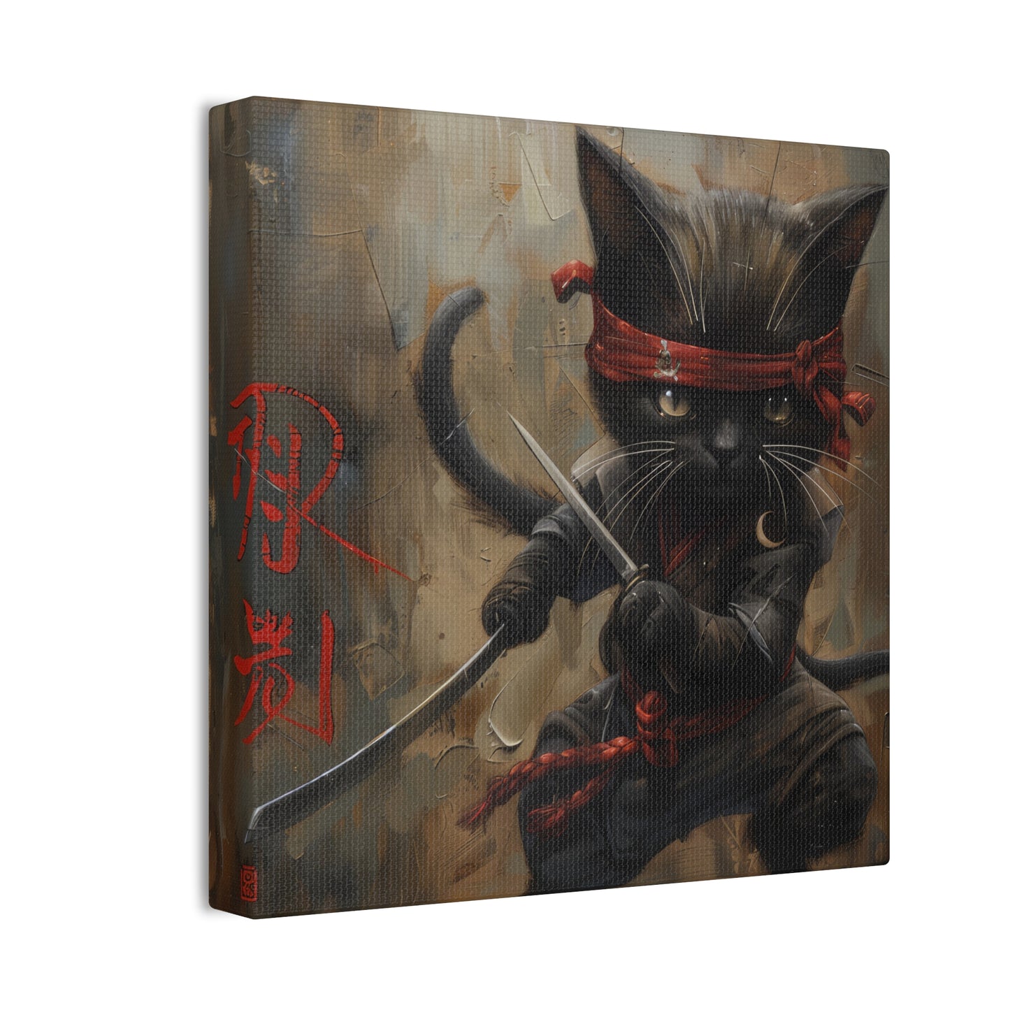 Ninja Kitty - Canvas Stretched, 0.75"