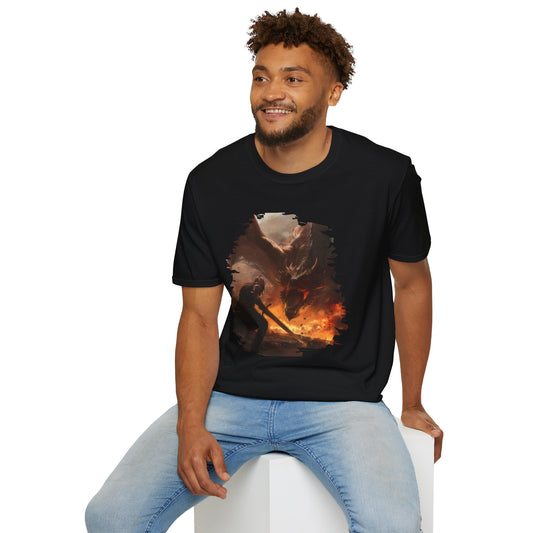 Fighter and Dragon - Unisex Softstyle T-Shirt