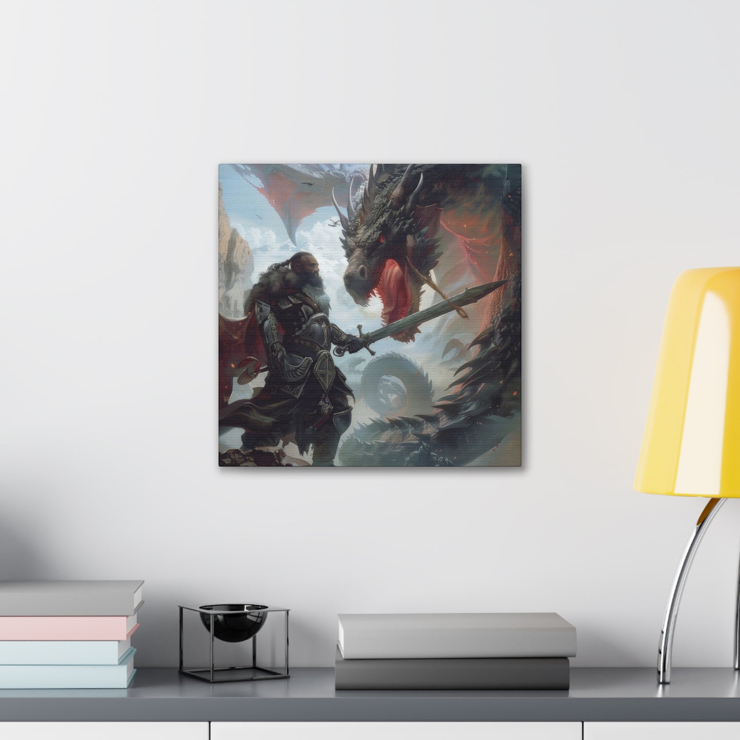 Fighter and Dragon - Canvas Stretched, 0.75"