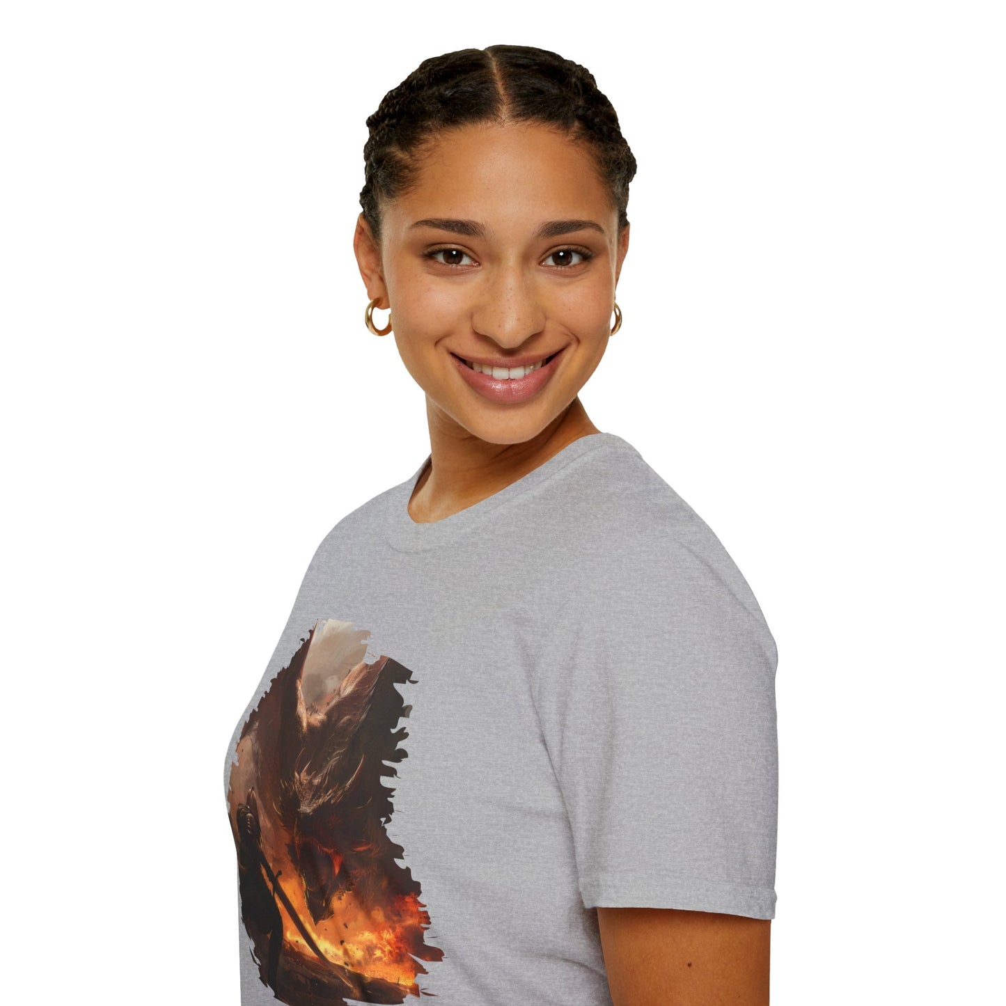 Fighter and Dragon - Unisex Softstyle T-Shirt