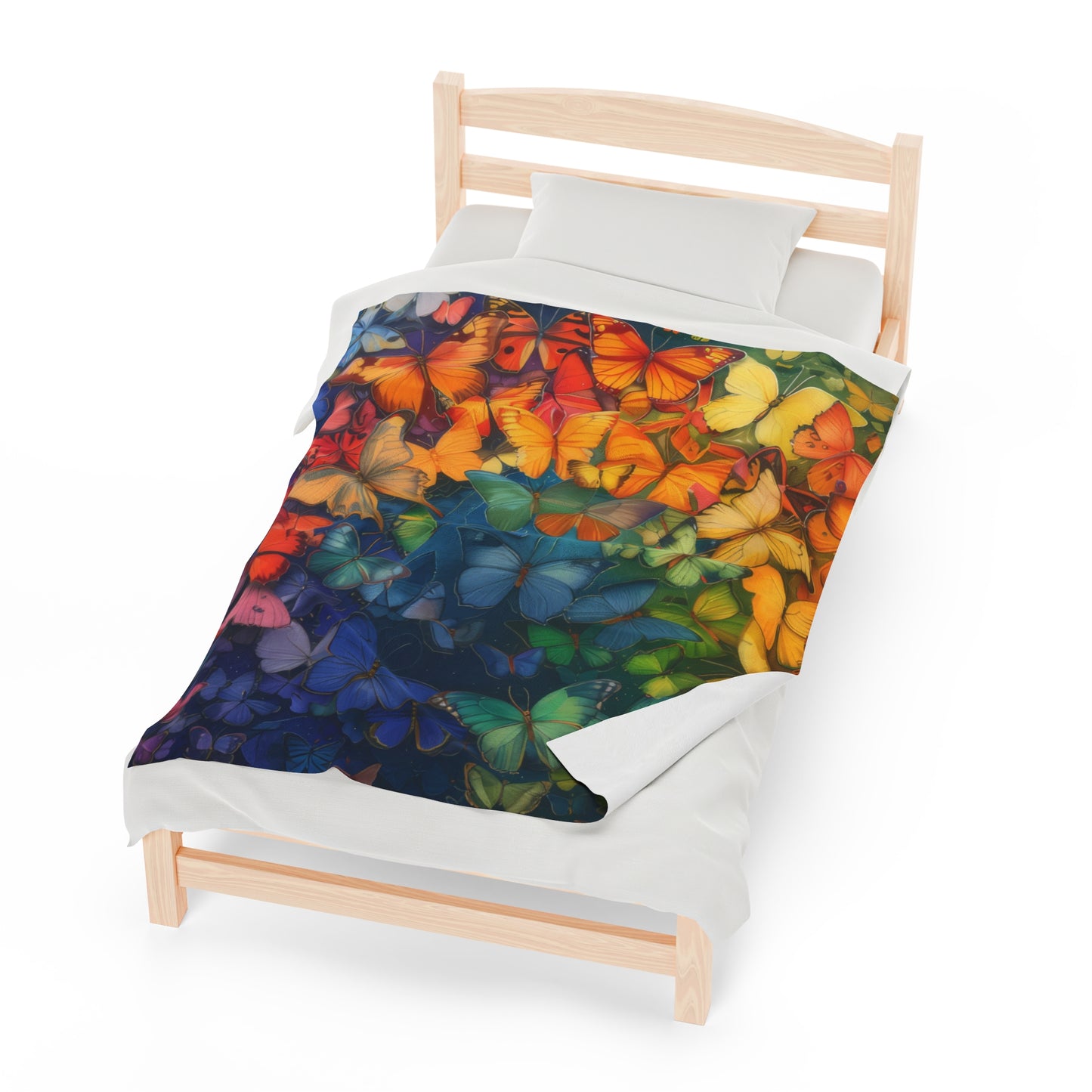 Rainbow Butterflies - Velveteen Plush Blanket