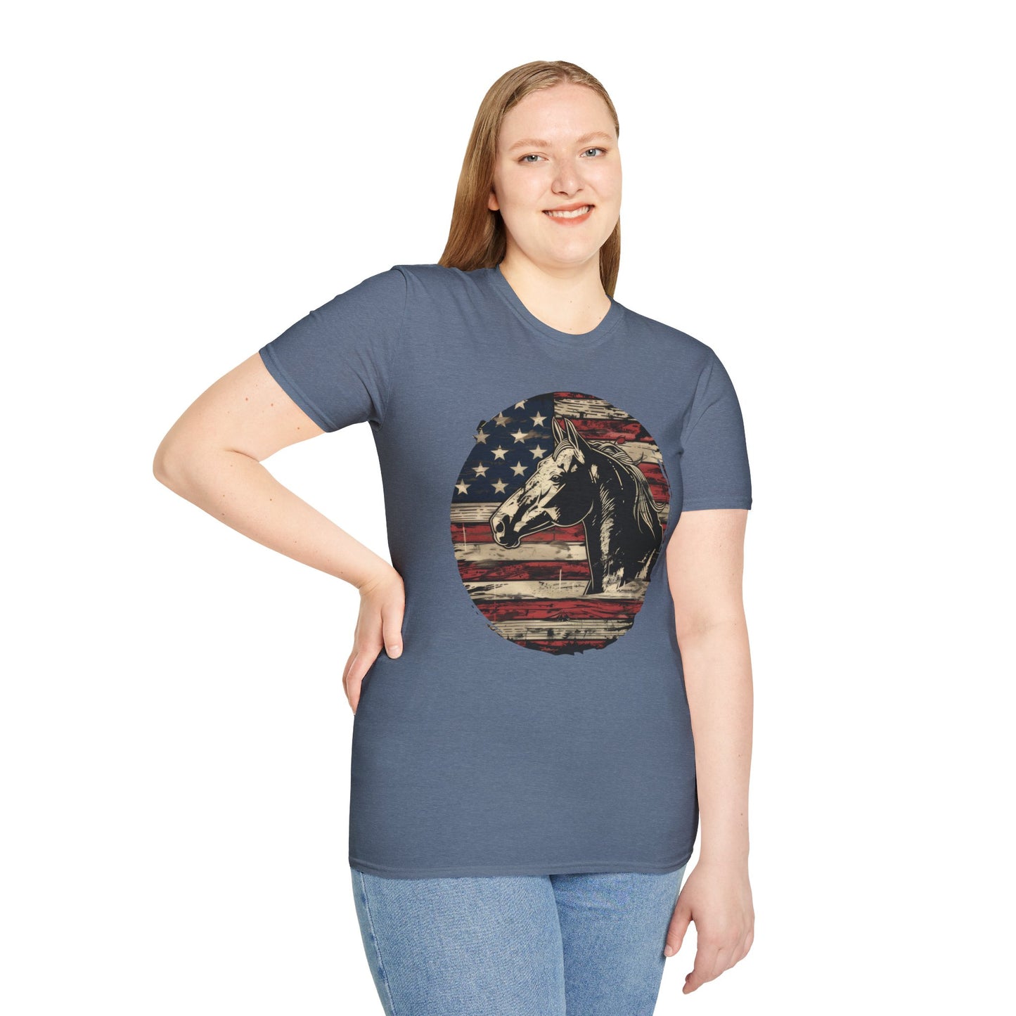 Horse and Flag - Unisex Softstyle T-Shirt