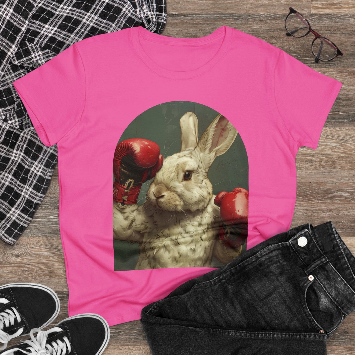 Boxing Rabbit - Women's Midweight Cotton Tee