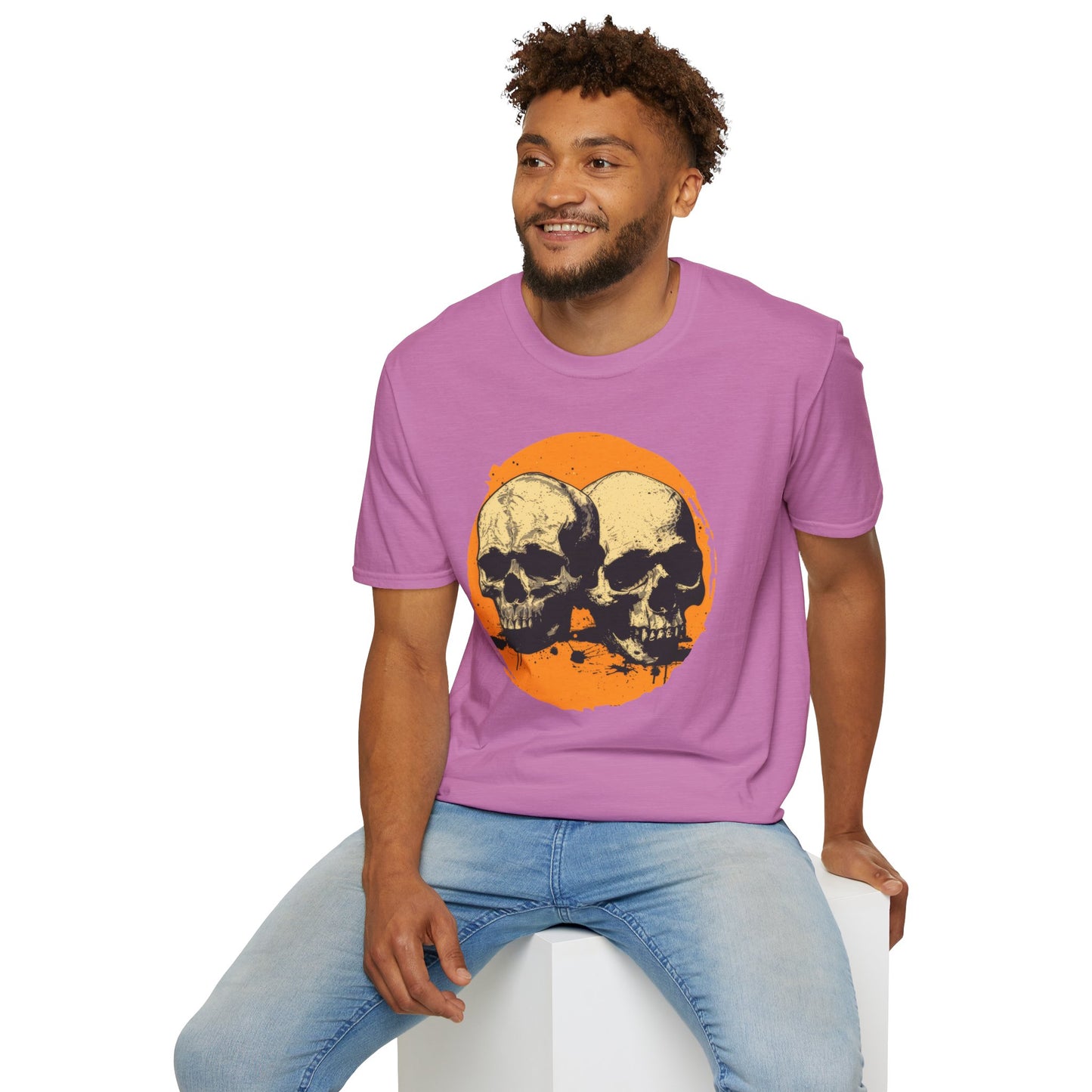 Skulls on Orange - Unisex Softstyle T-Shirt