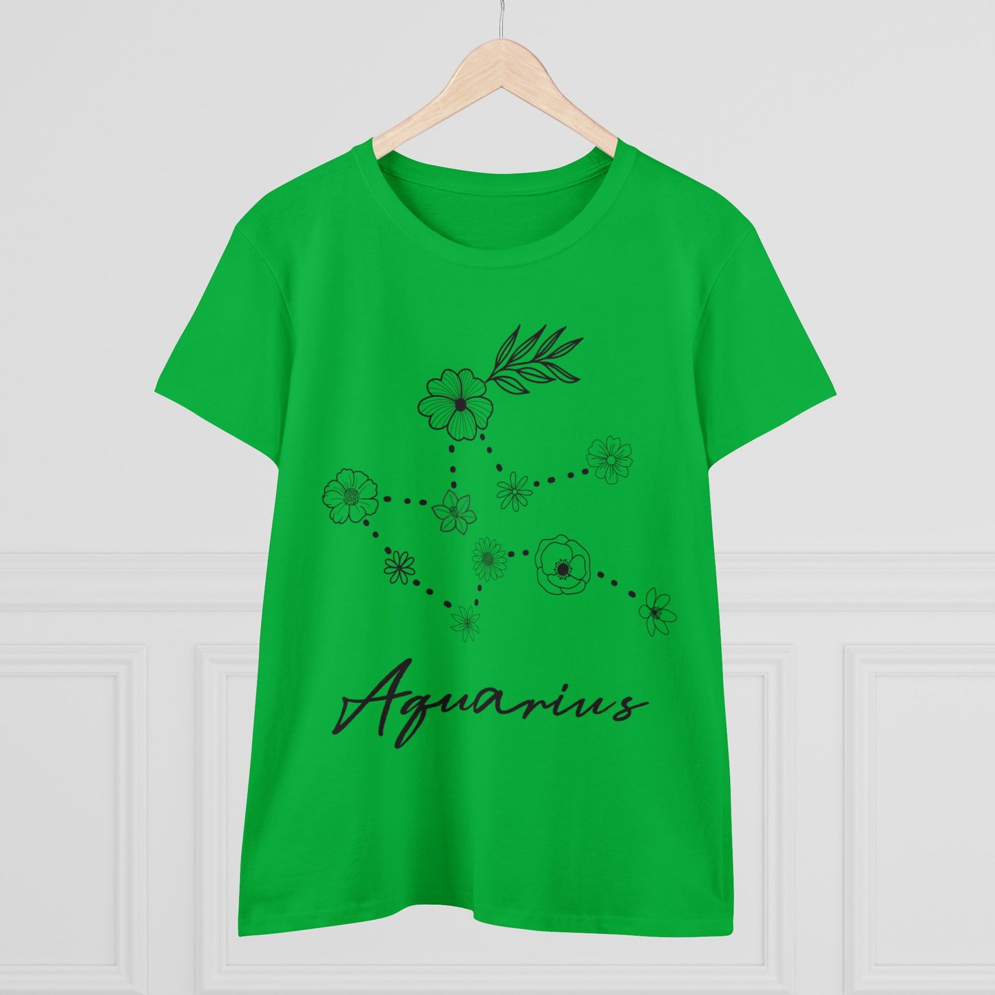 Flower Constellation - Aquarius - Astrology - Women's Midweight Cotton Tee