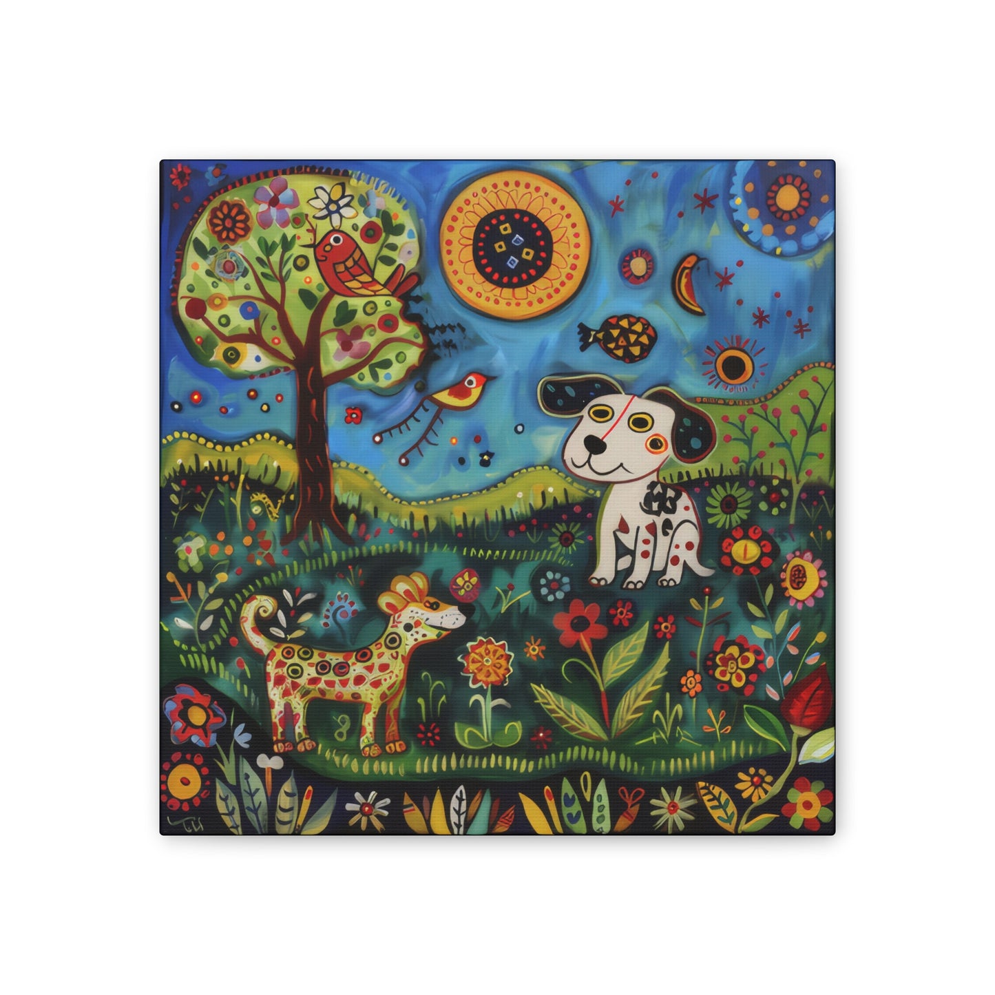 Spring Dogs - Canvas Stretched, 0.75"