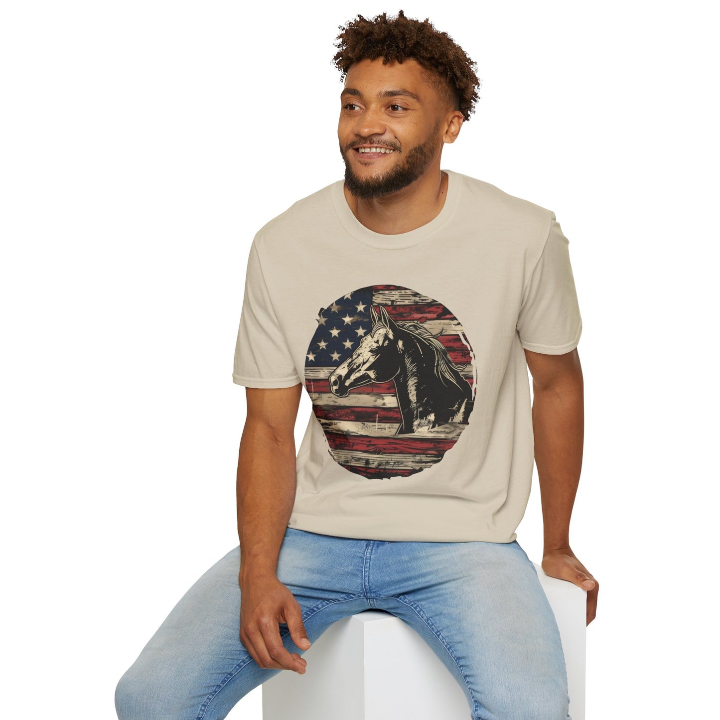 Horse and Flag - Unisex Softstyle T-Shirt