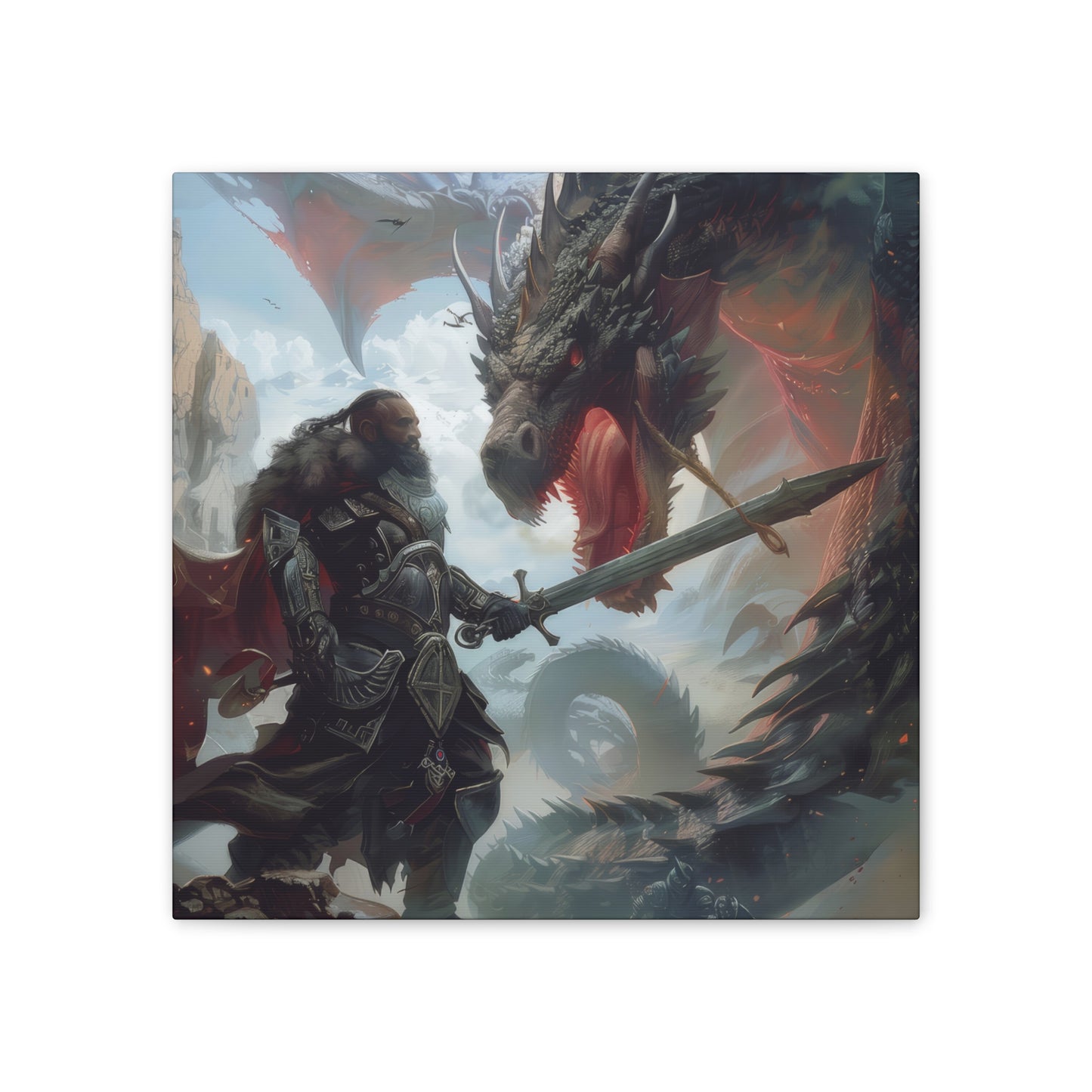 Fighter and Dragon - Canvas Stretched, 0.75"