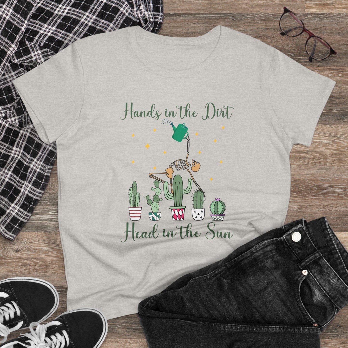 Hands in the Dirty, Head to the Sun - Gardening - Women's Midweight Cotton Tee