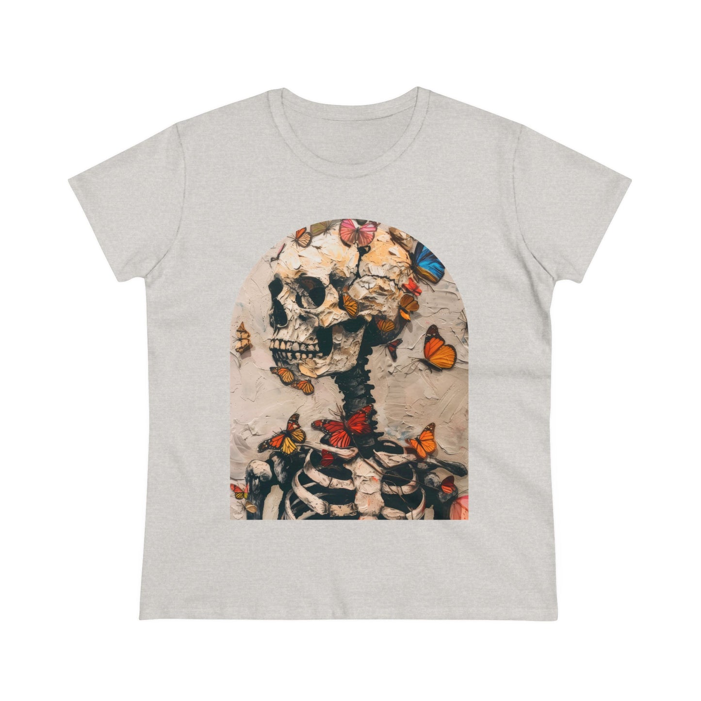 Skeleton and Butterflies - Women's Midweight Cotton Tee