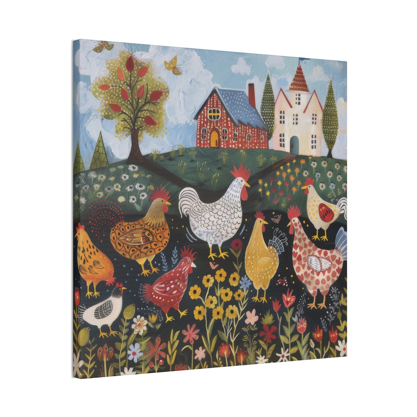 Chickens - Canvas Stretched, 0.75" - Canvas Stretched, 0.75"