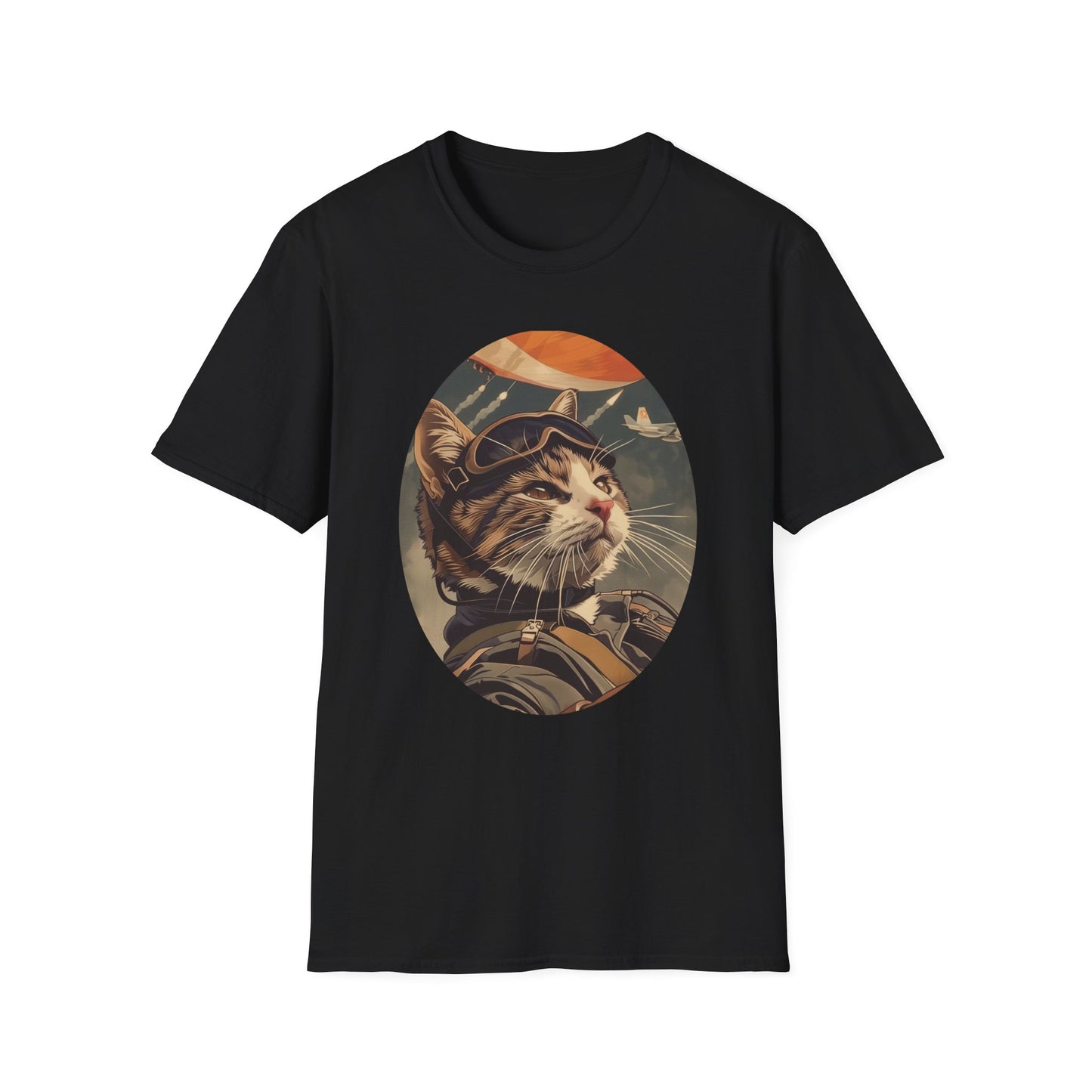 Cat Fighter Pilot - Unisex Softstyle T-Shirt