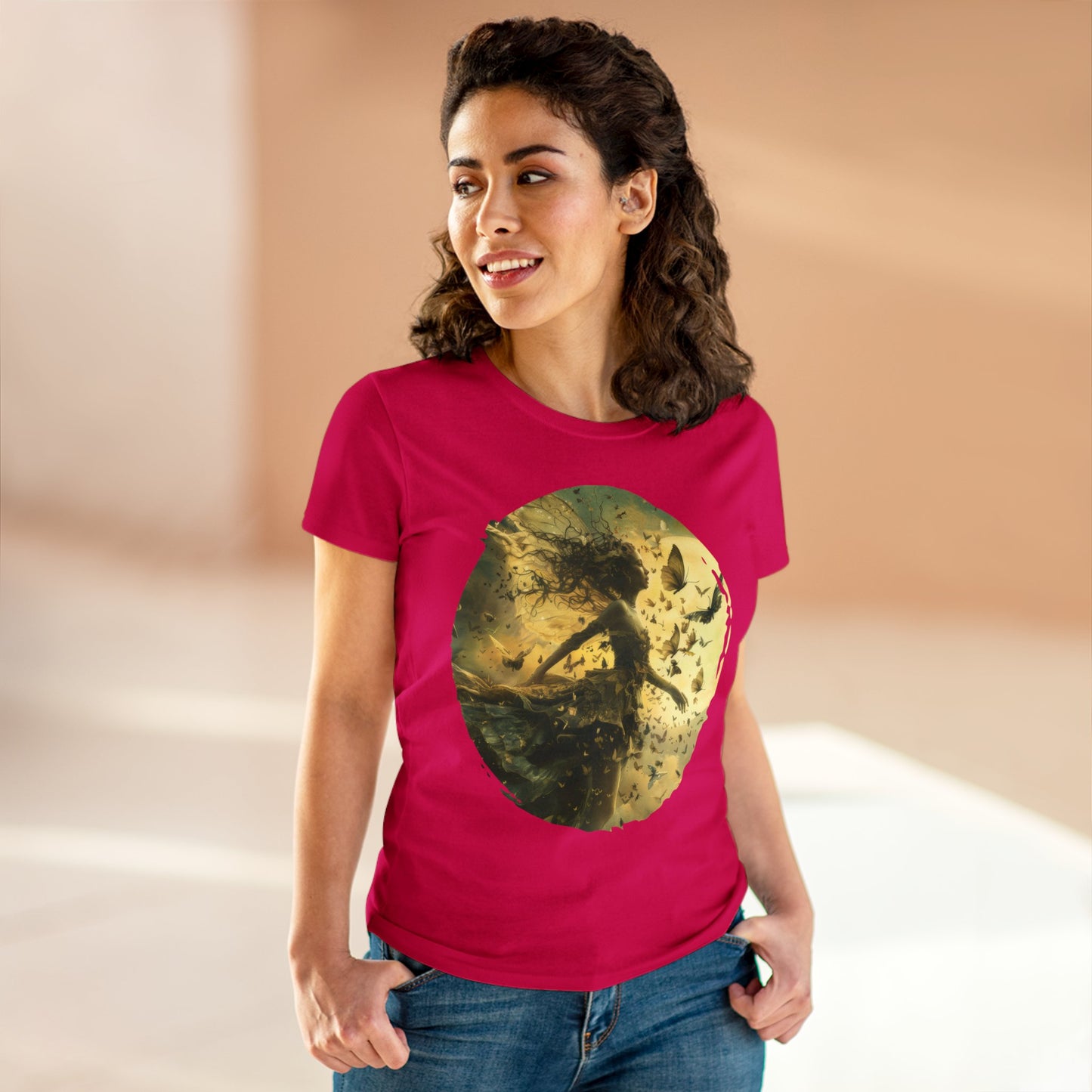 Fairy and Butterflies - Fantasy - Women's Midweight Cotton Tee