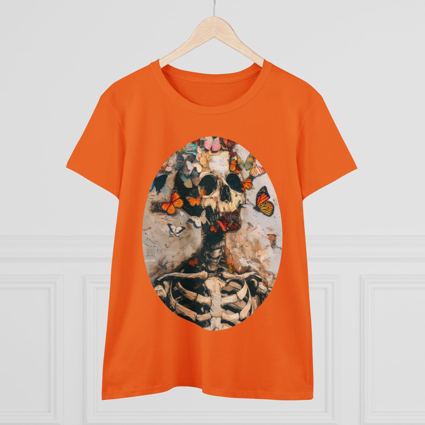 Skeleton and Butterflies - Women's Midweight Cotton Tee