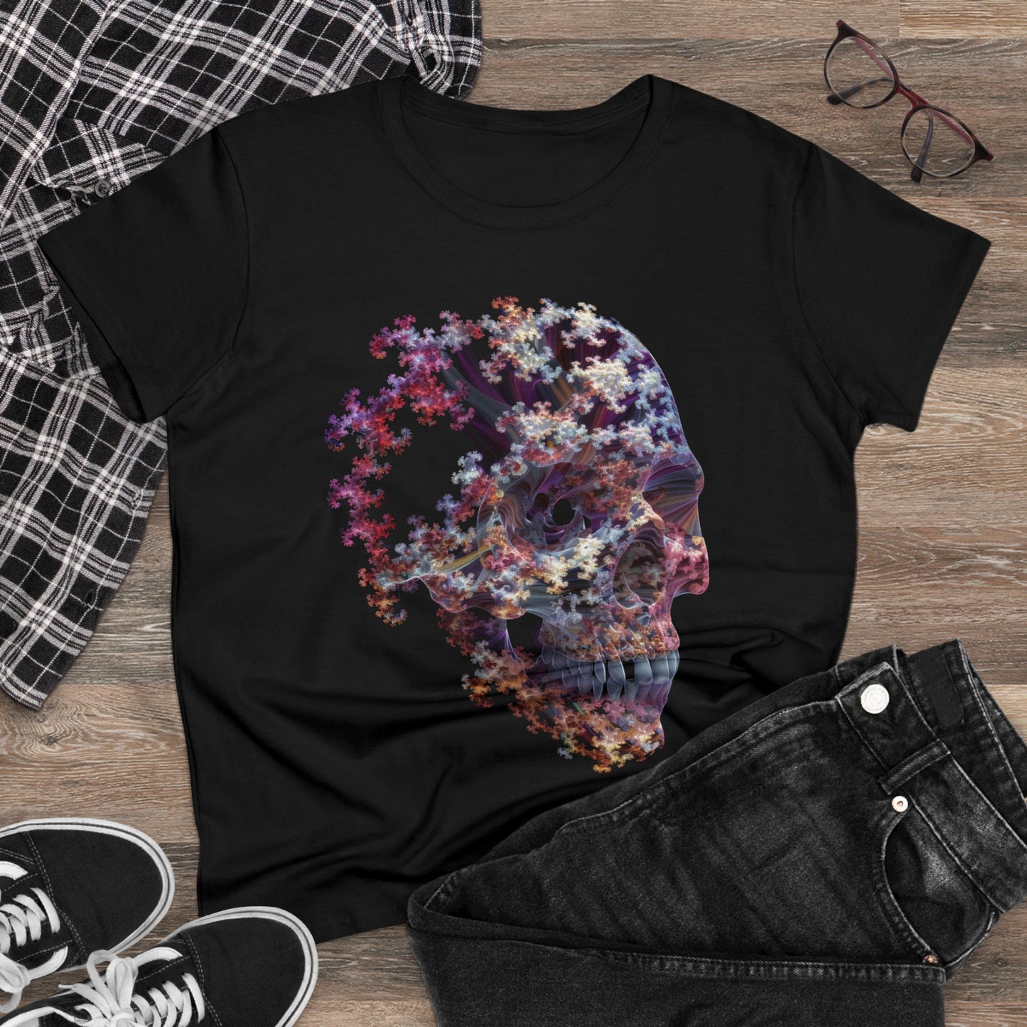 Fractal Skull - Women's Midweight Cotton Tee