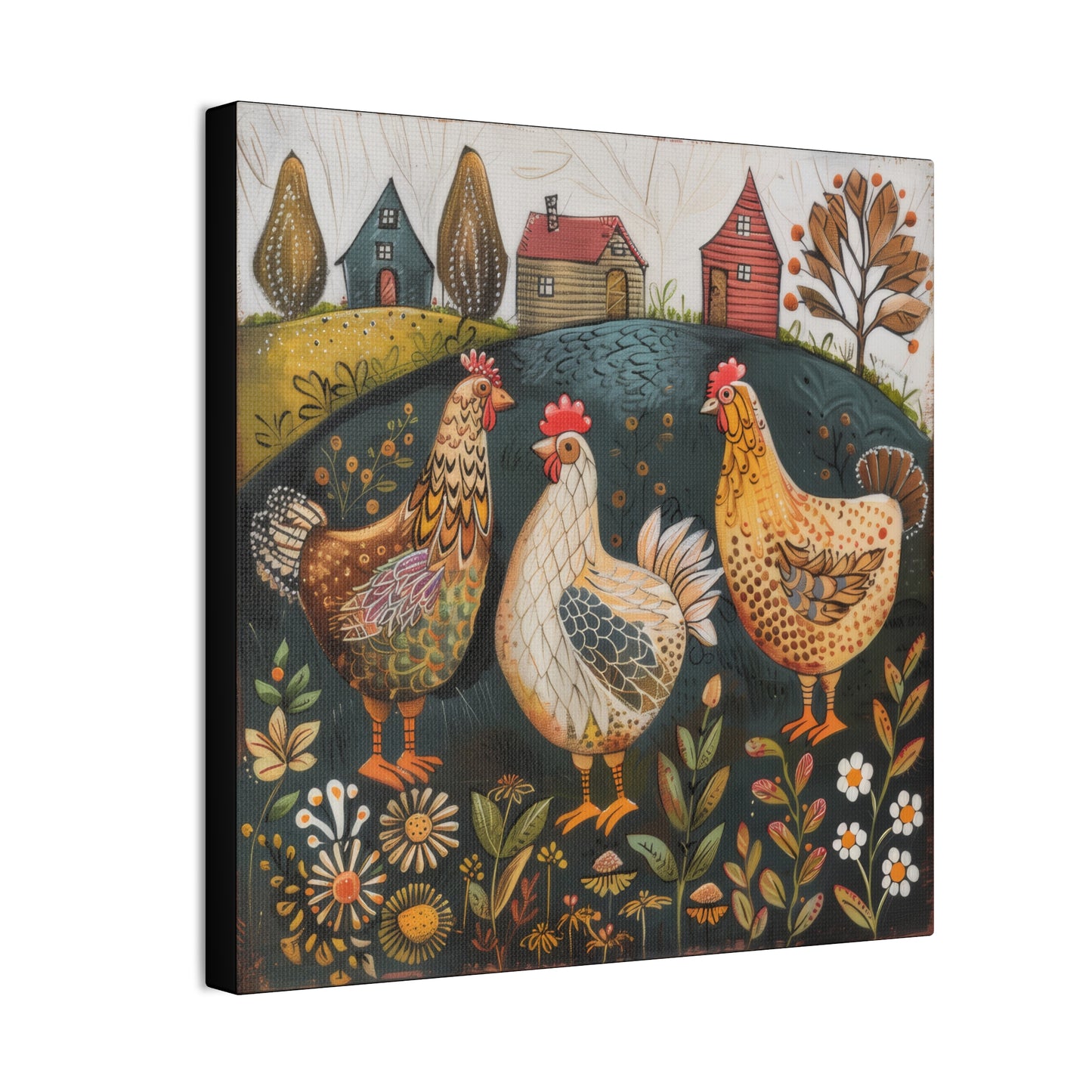 Chickens - Canvas Stretched, 0.75" - Canvas Stretched, 0.75"