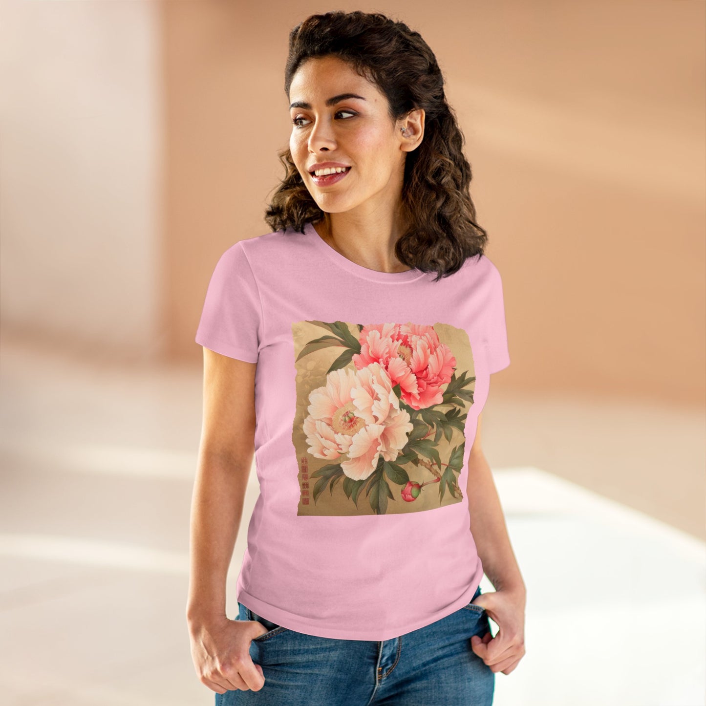 Peony - Flower - Women's Midweight Cotton Tee