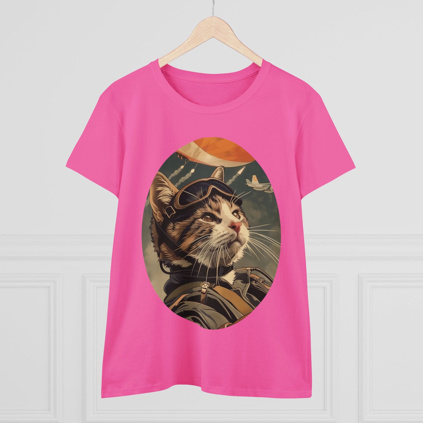 Kitty Fighter Pilot - Women's Midweight Cotton Tee