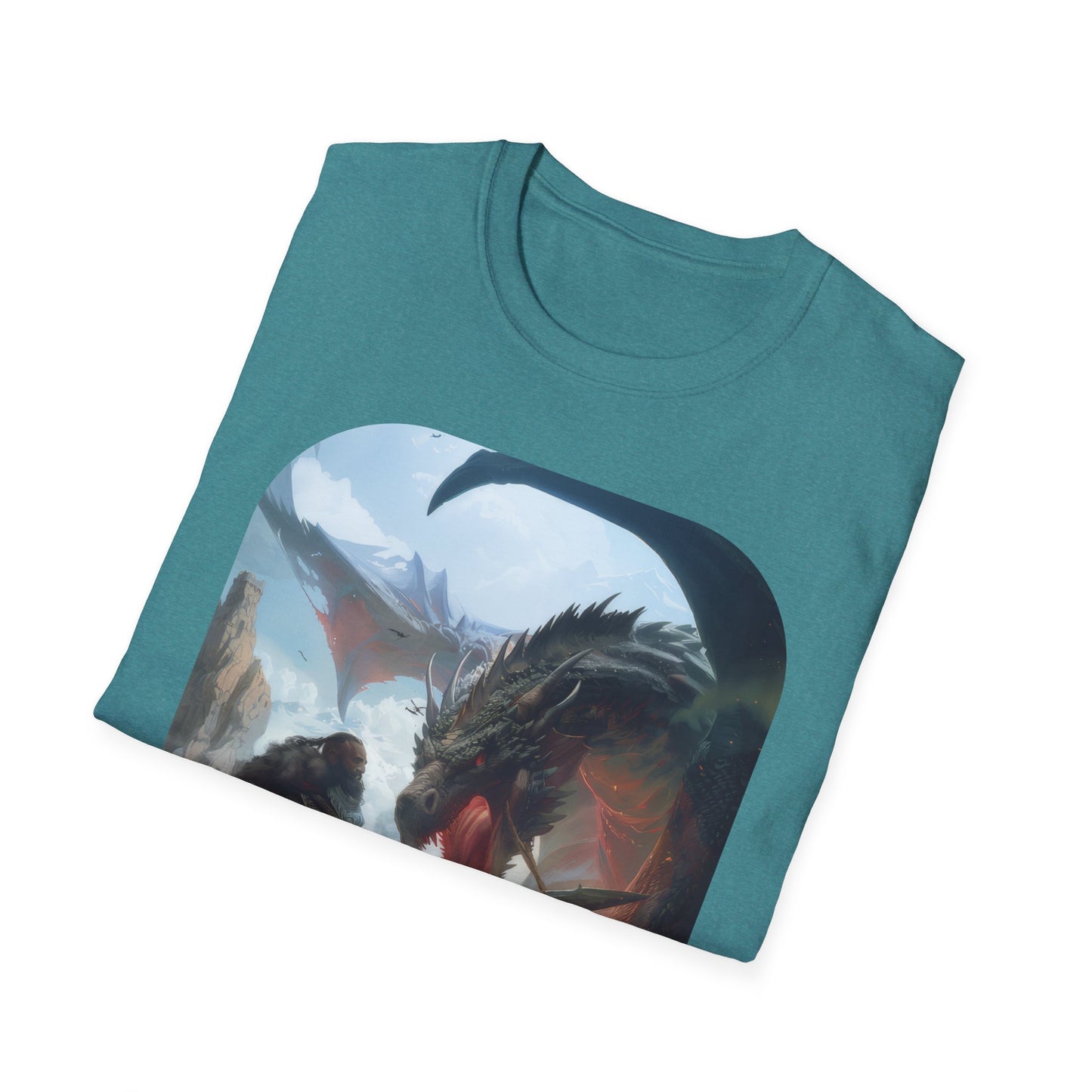 Fighter and Dragon - Unisex Softstyle T-Shirt