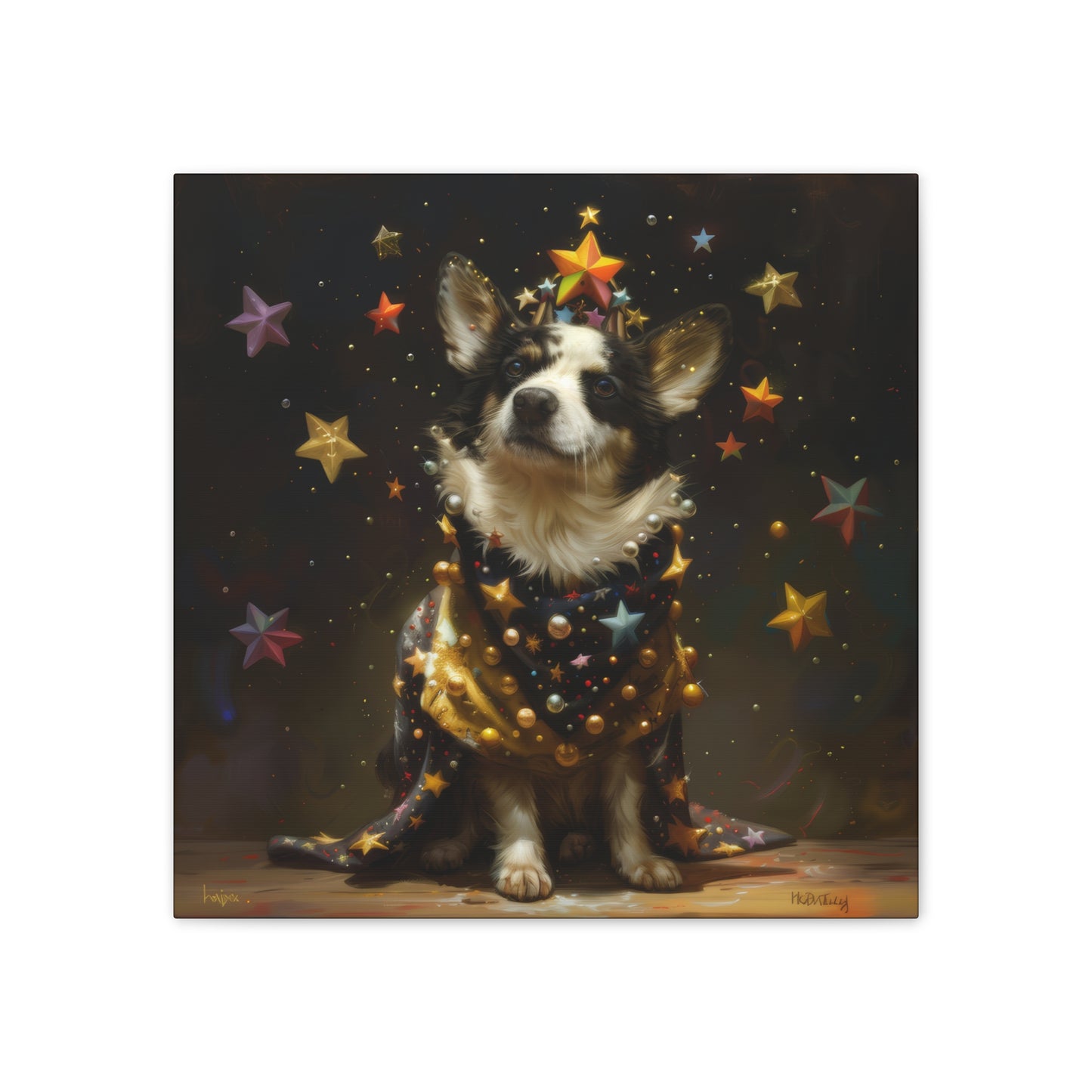 Star Dog Celebration - Canvas Stretched, 0.75"