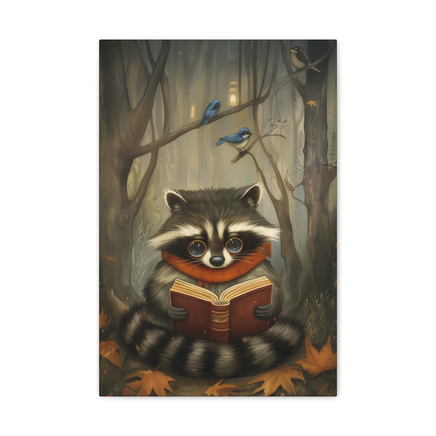 Reading Raccoon - Canvas Stretched, 0.75"