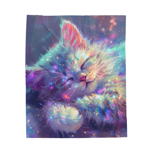 Sparkle Kitty - Velveteen Plush Blanket