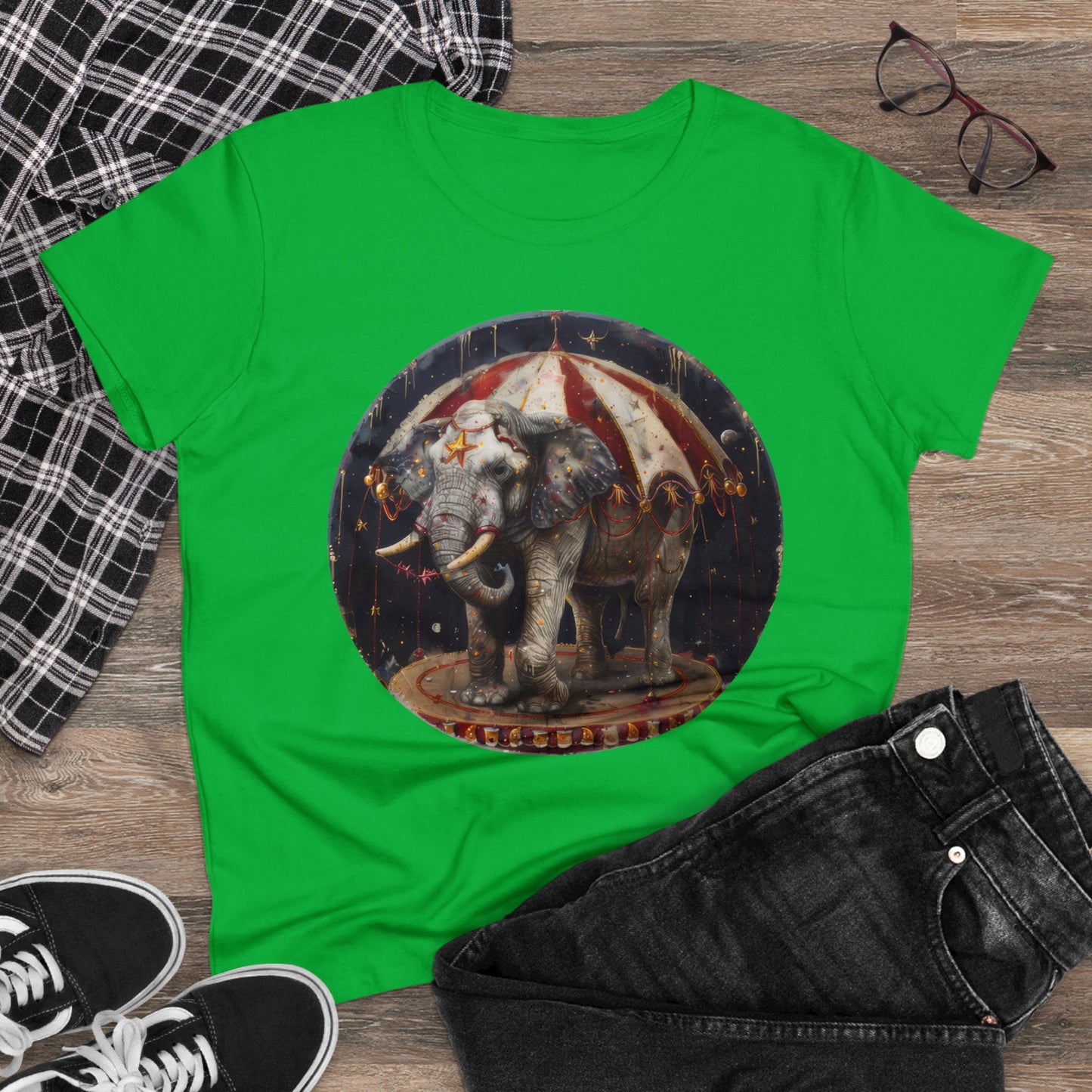 Circus Elephant - Women's Midweight Cotton Tee