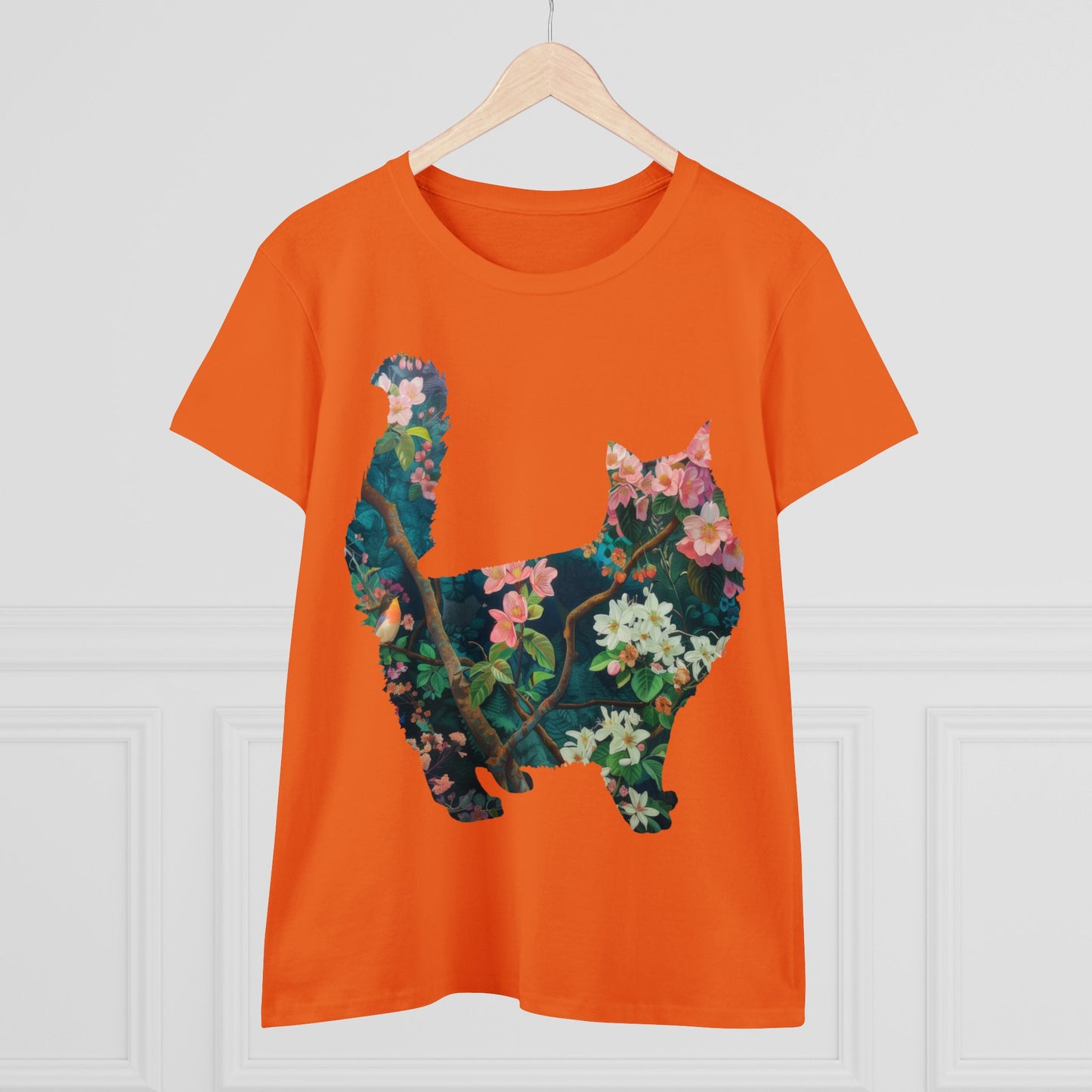 Flowery Cat - Women's Midweight Cotton Tee