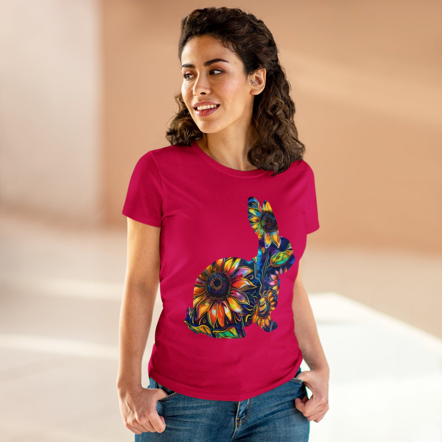 Flower Bunny - Women's Midweight Cotton Tee