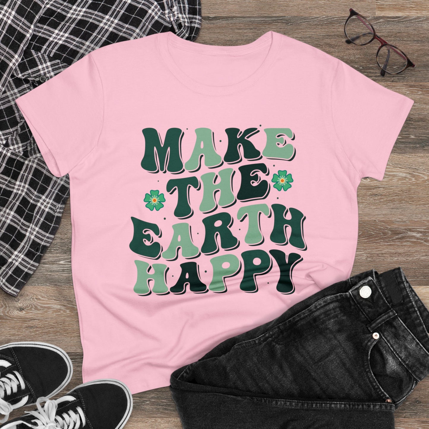 Make the Earth Happy - Gardening - Women's Midweight Cotton Tee