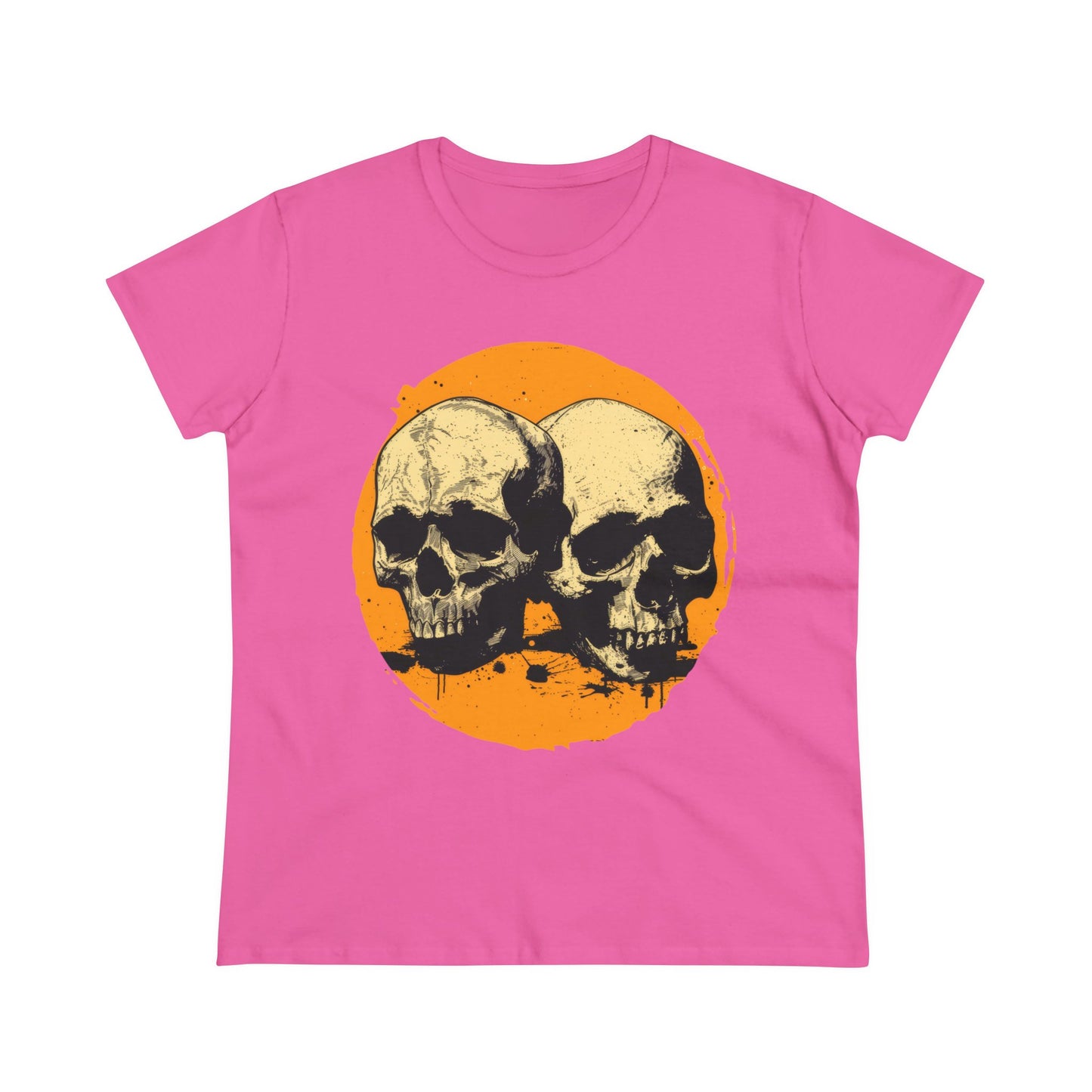 Skulls on Orange - Women's Midweight Cotton Tee