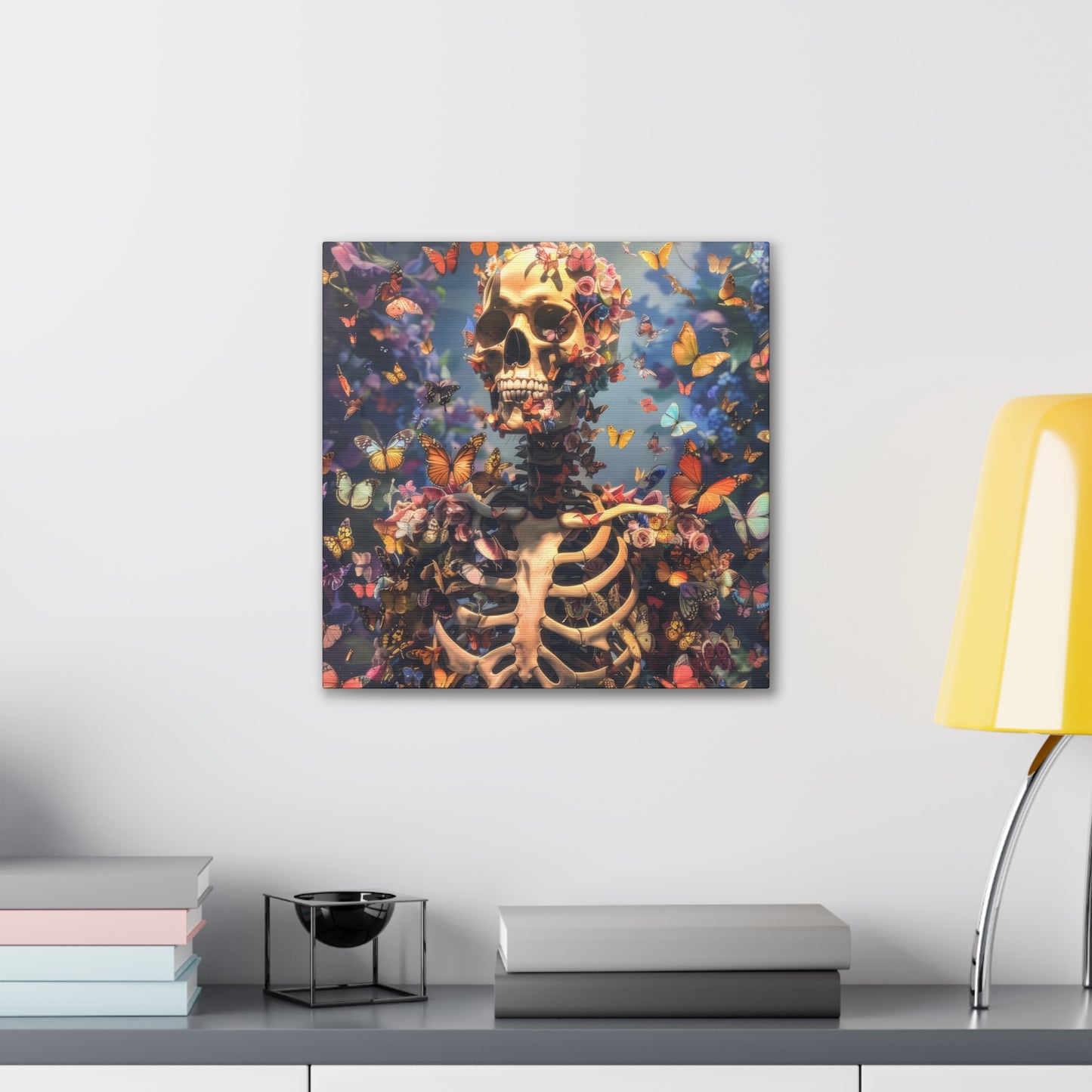 Skulls and Butterflies - Canvas Stretched, 0.75"