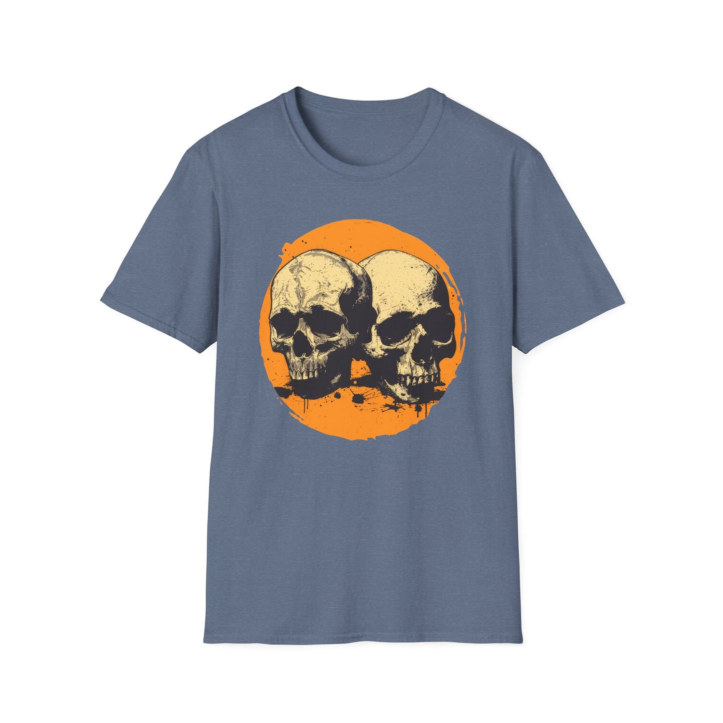 Skulls on Orange - Unisex Softstyle T-Shirt