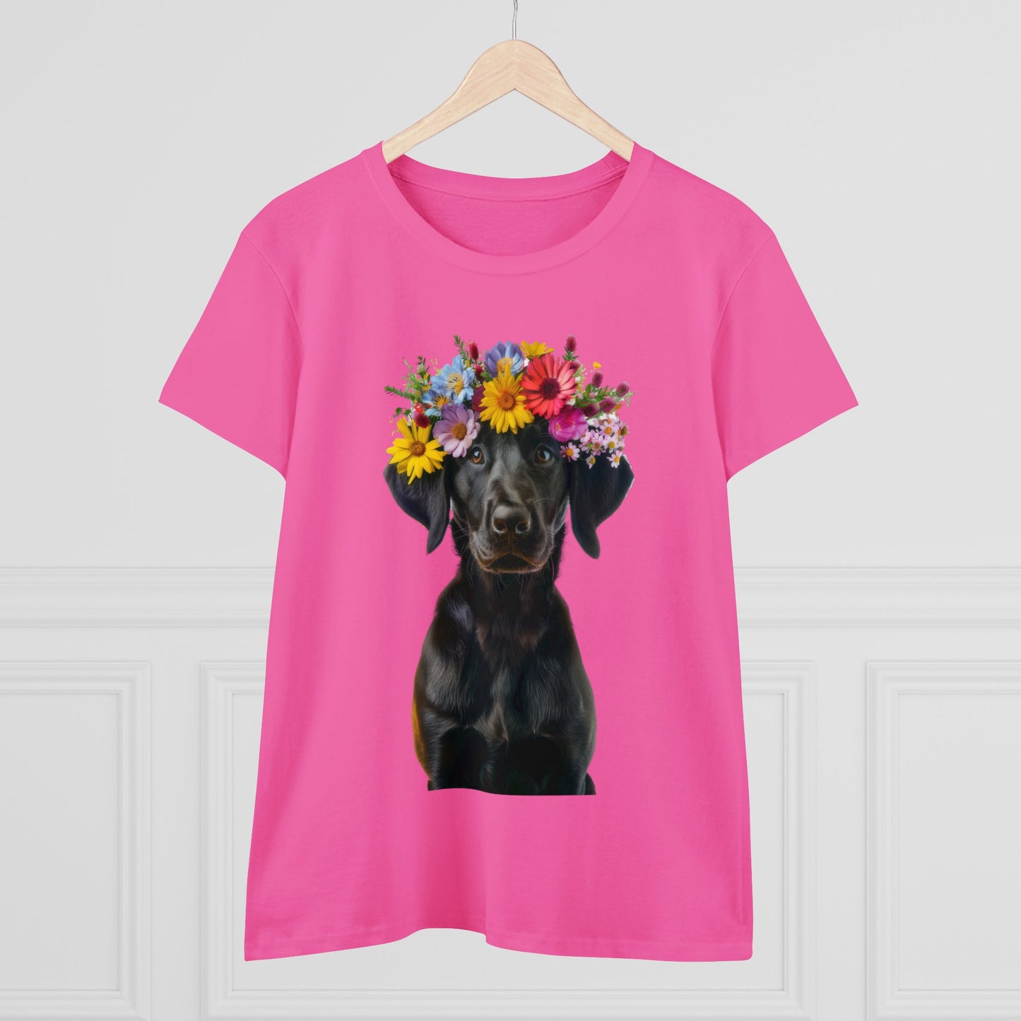 Dog's Flower Crown - Women's Midweight Cotton Tee