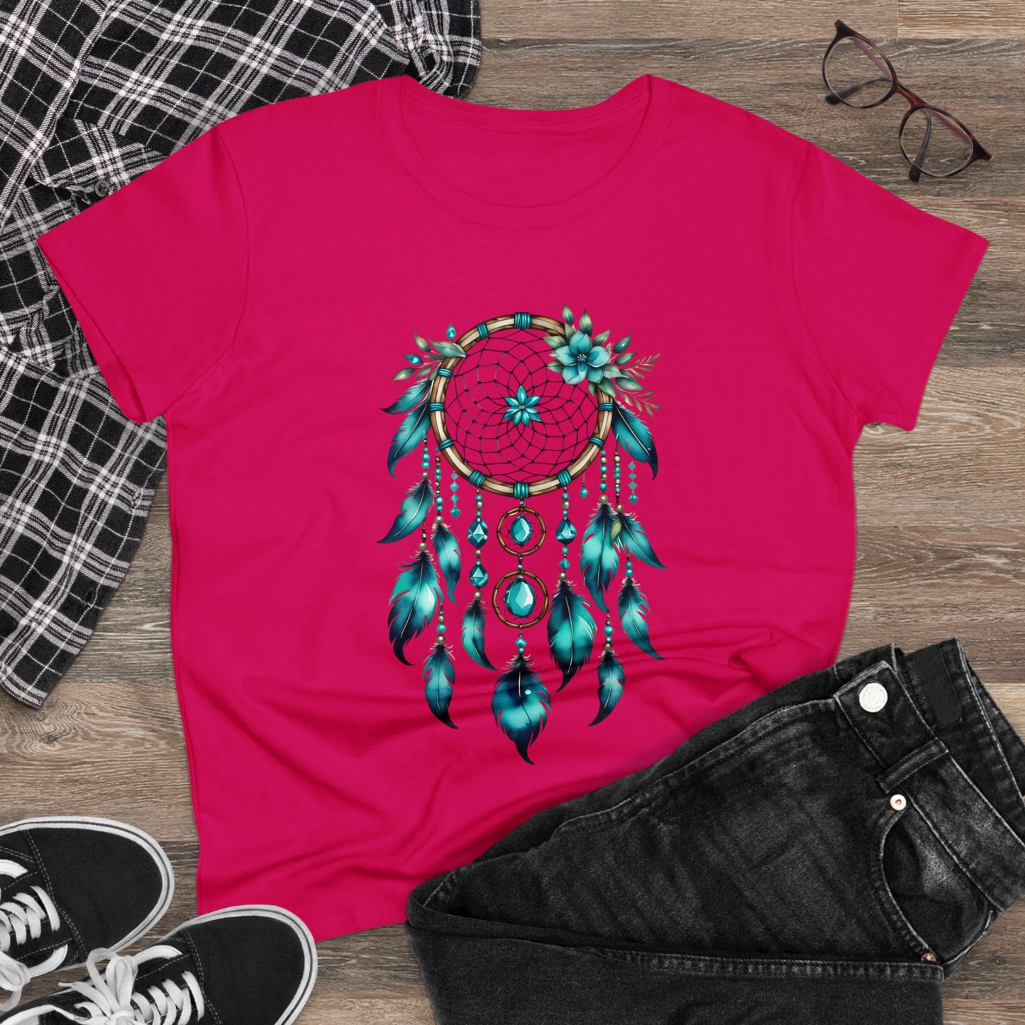Turquoise Dream Catcher - Sagittarius - Astrology - Women's Midweight Cotton Tee