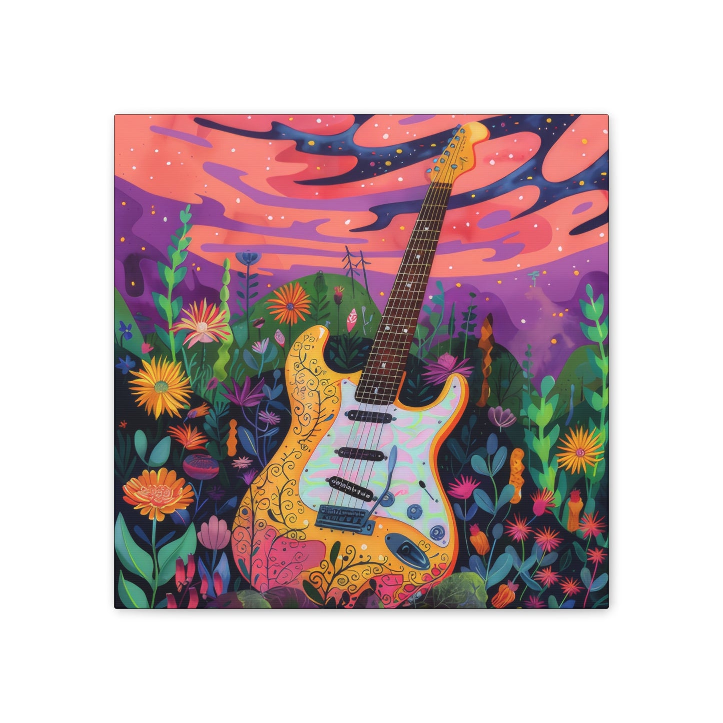 60's Guitar Poster - Canvas Stretched, 0.75"